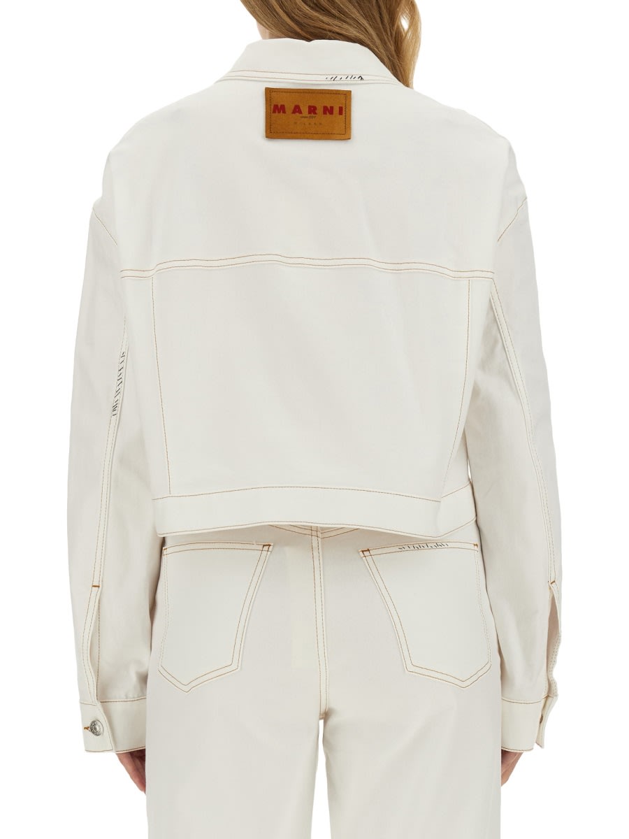 Shop Marni Denim Jacket In White