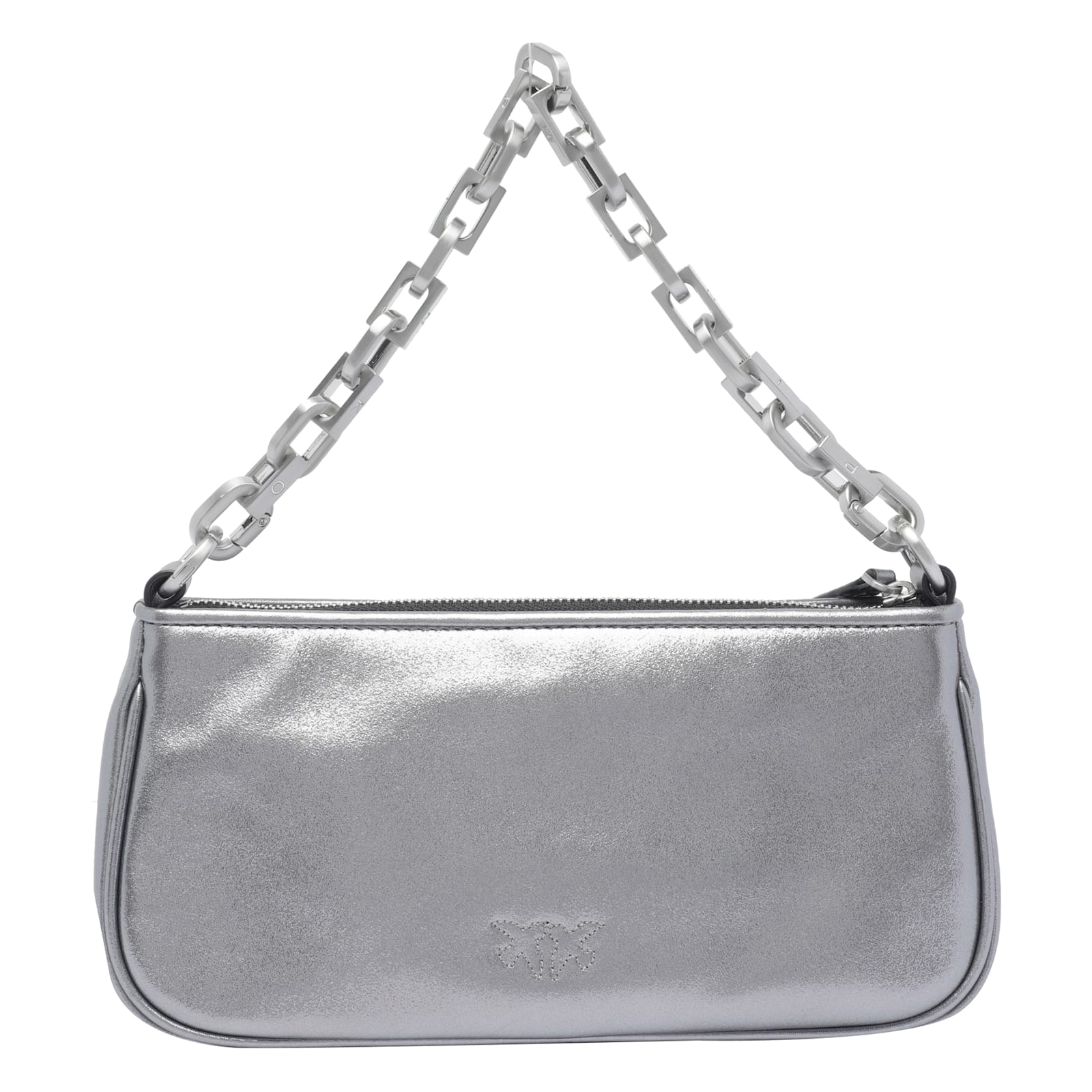 Pinko Mini Half Baguette Bag In Silver