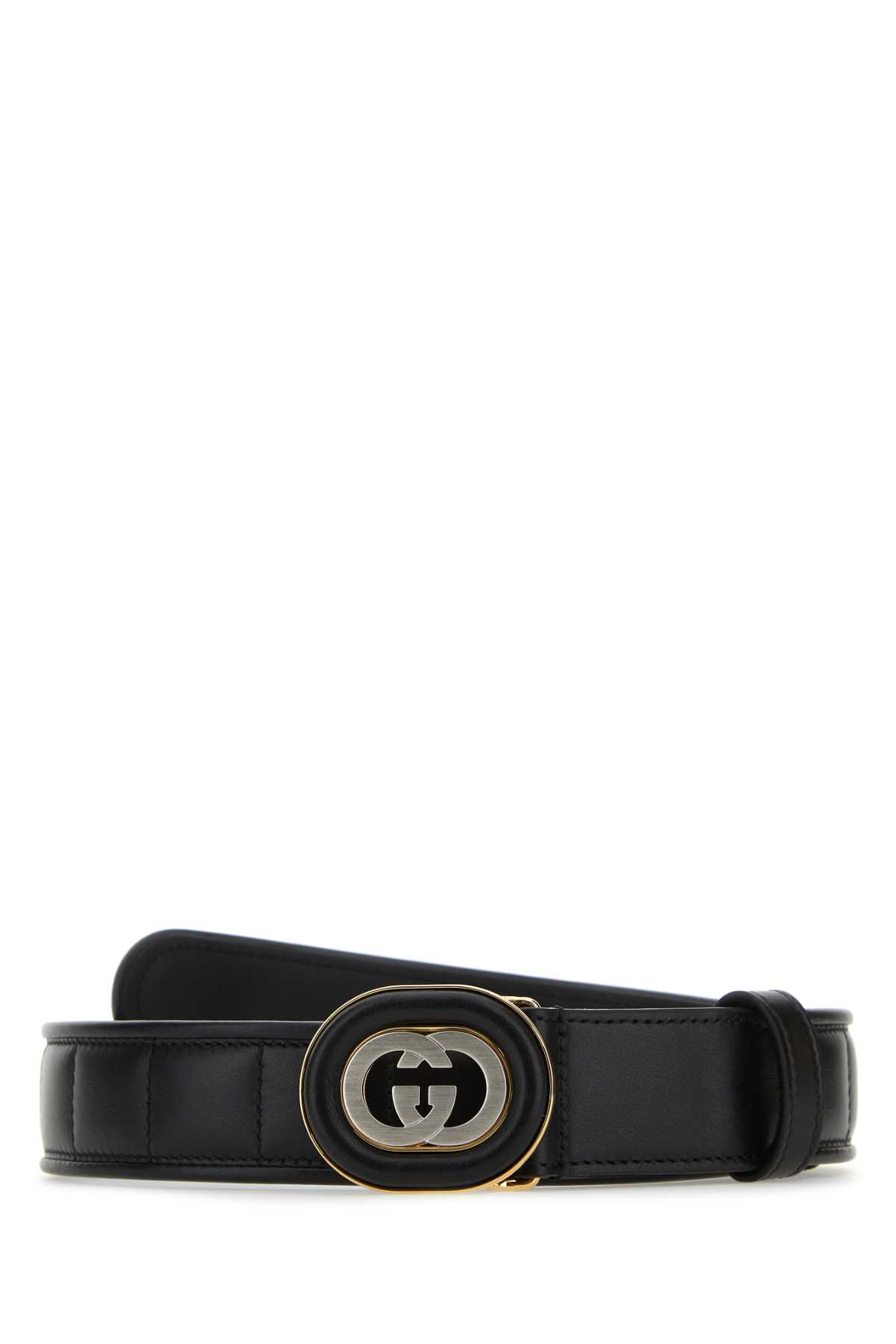 Shop Gucci Black Leather Belt In Blackblack