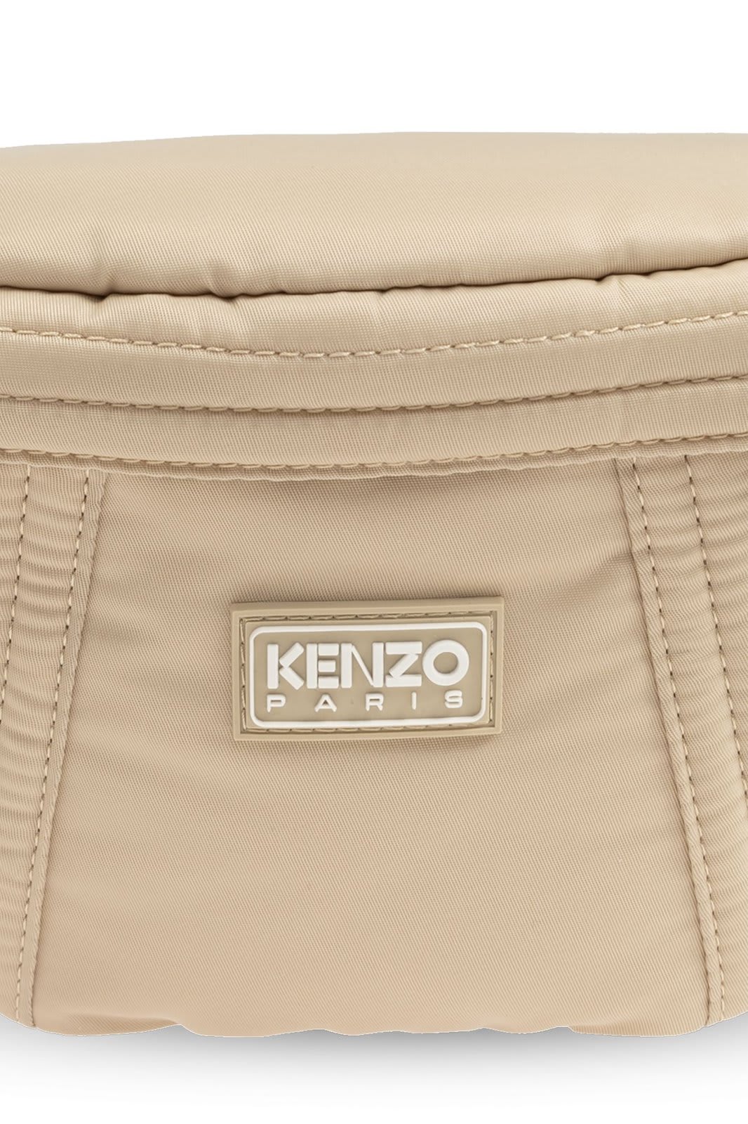 Shop Kenzo Logo Patch Zipped Belt Bag In Beige