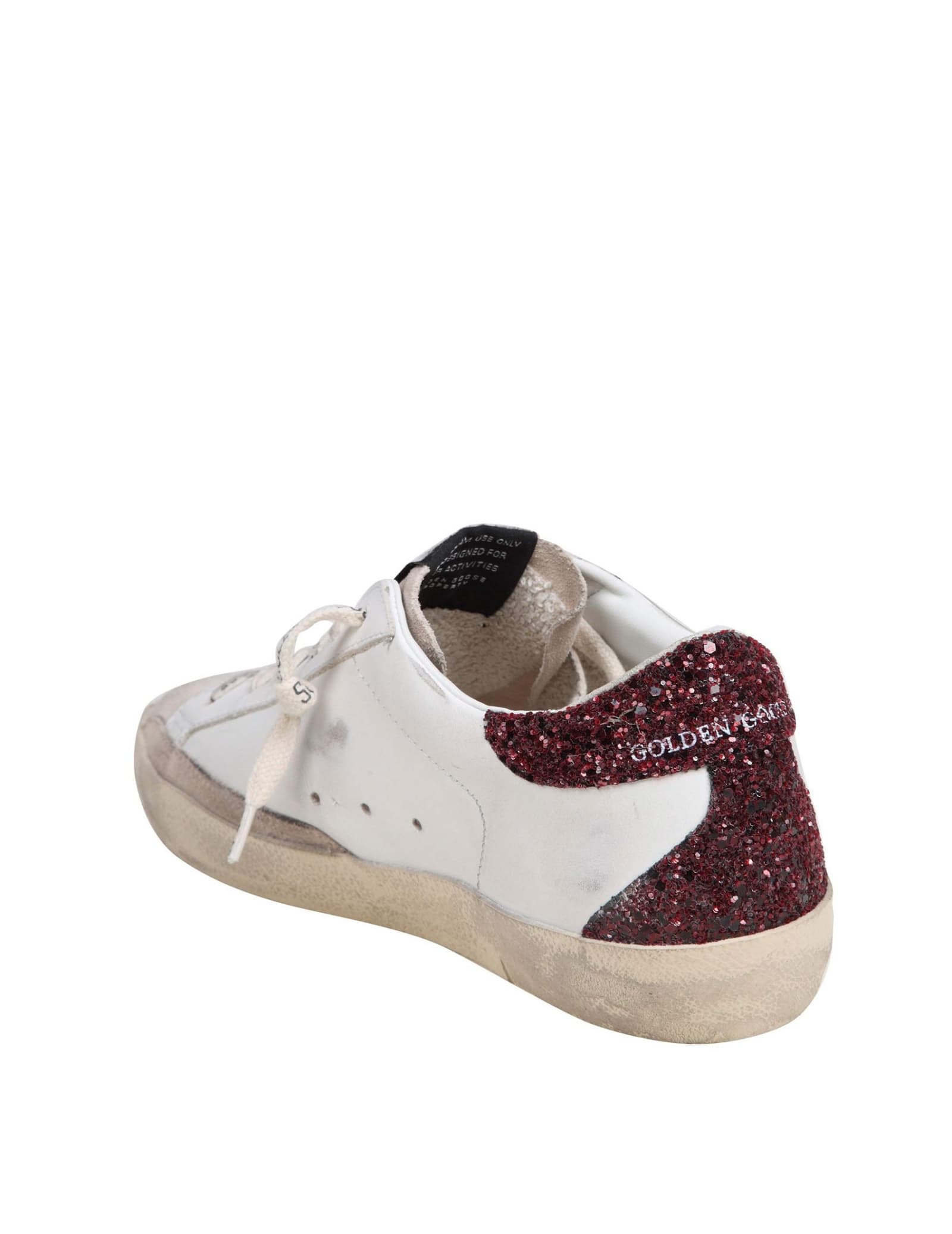 Shop Golden Goose Super Star Sneakers In White/bordeaux Leather And Suede In Wht Bord Sil