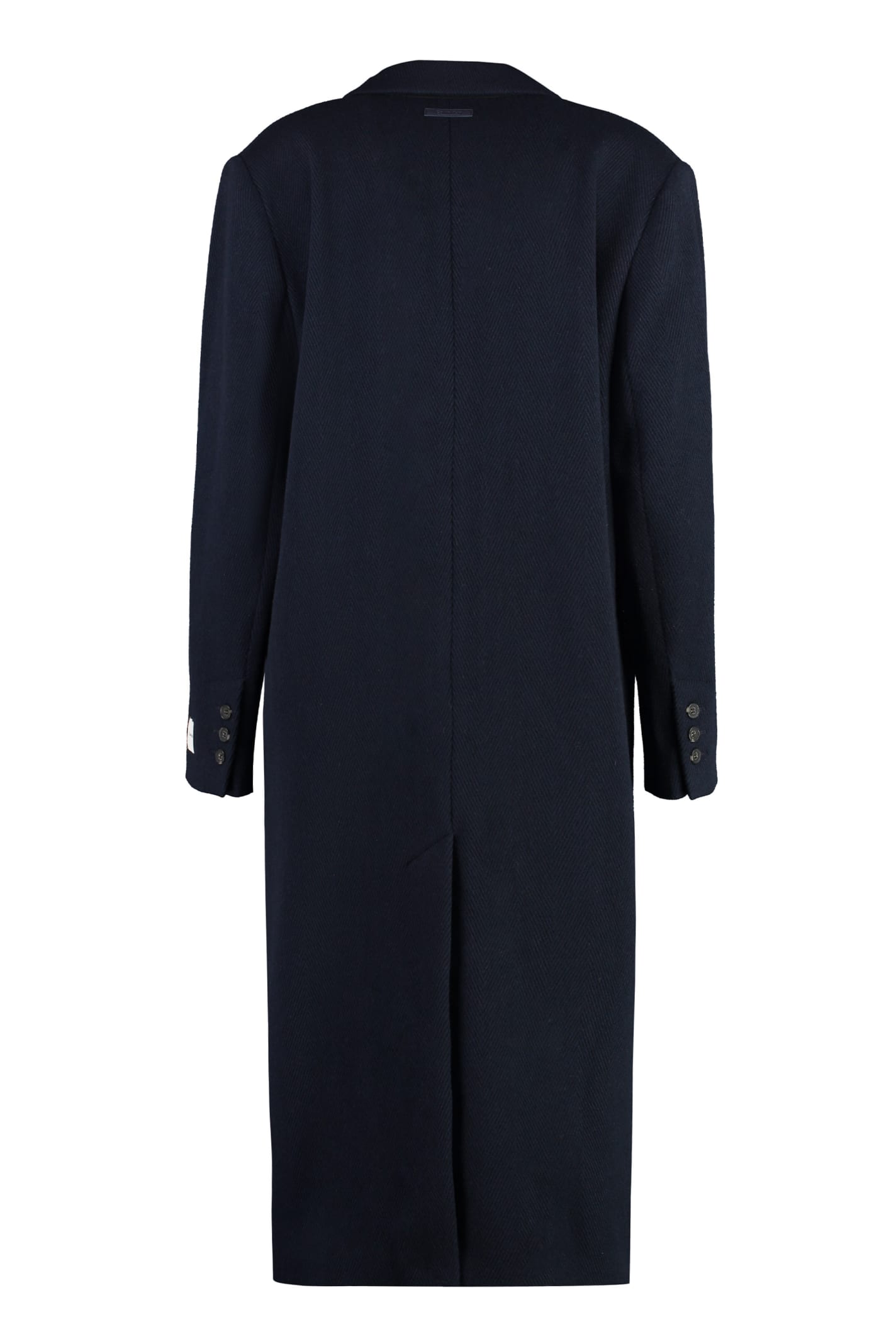 Shop Calvin Klein Wool Long Coat In Blu Notte