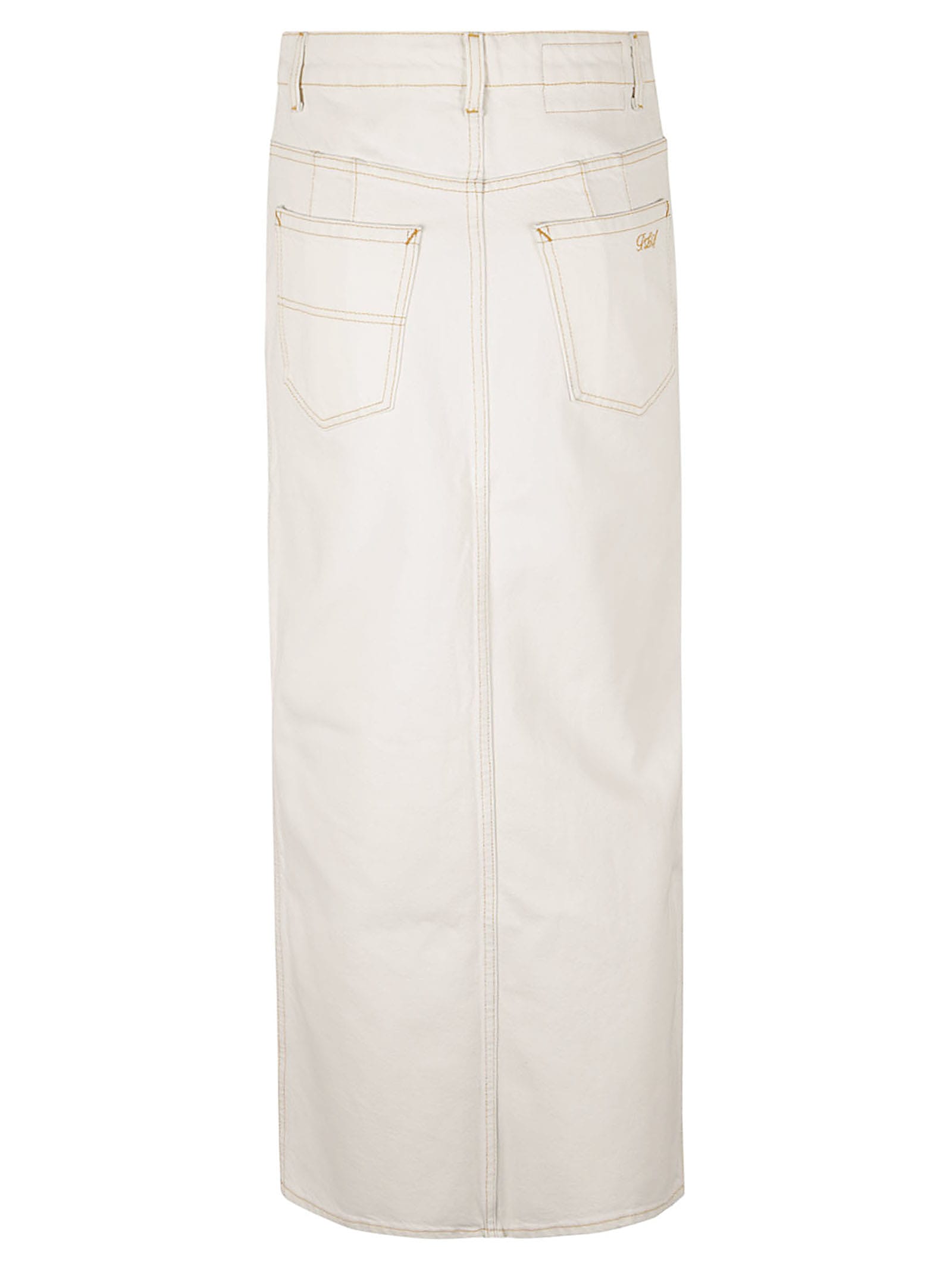 Shop Philosophy Di Lorenzo Serafini Front Slit 5 Pockets Denim Skirt In Bianco