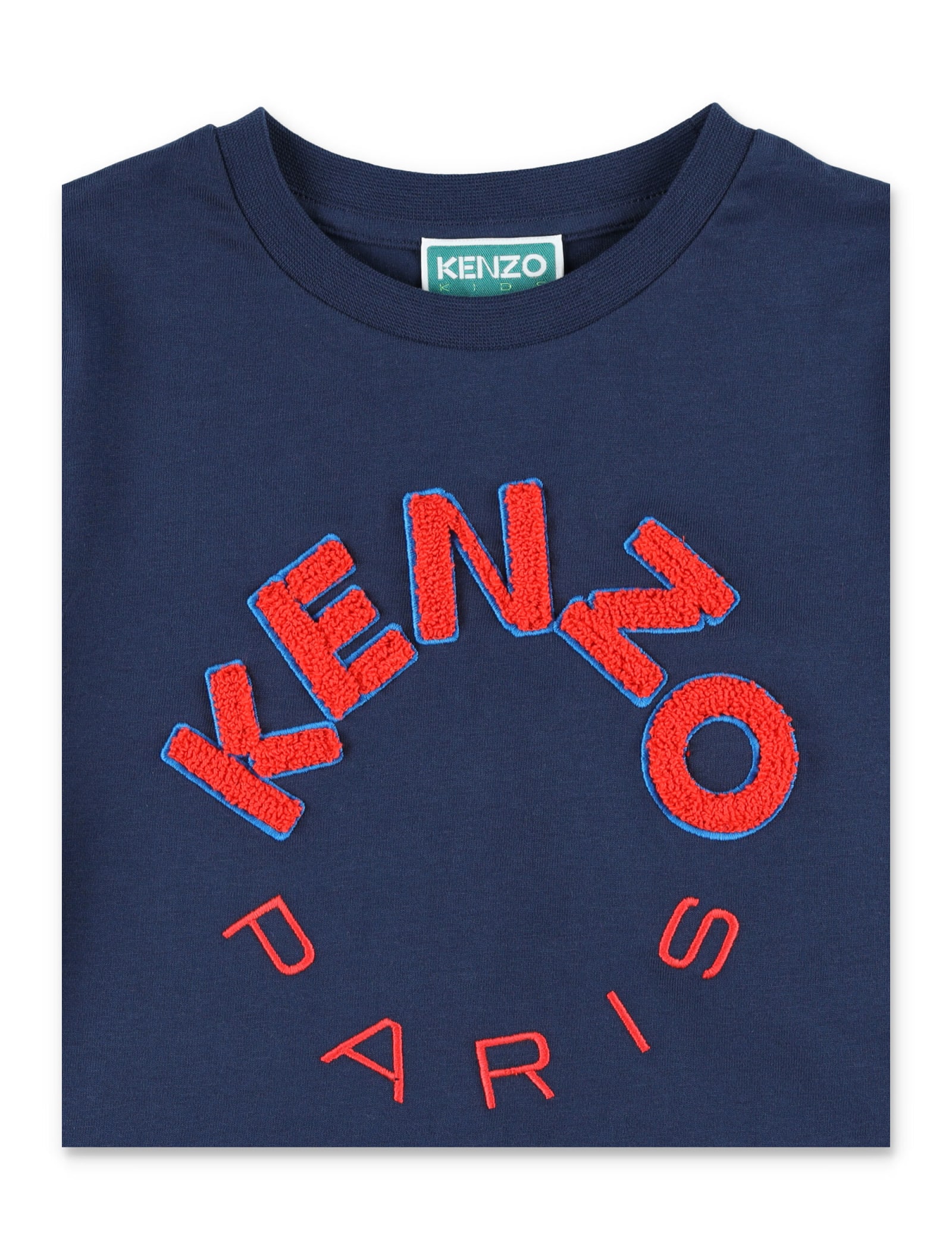 Shop Kenzo Bouclé Logo T-shirt In Navy