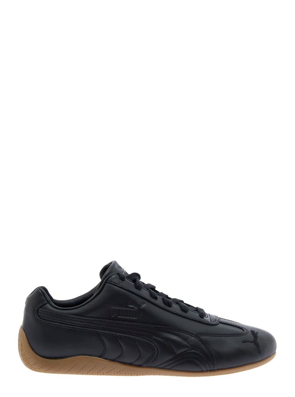 speedcat Black Low Top Sneakers With Embossed Logo On The Tongue And Contrasting Sole In Leather Unisex