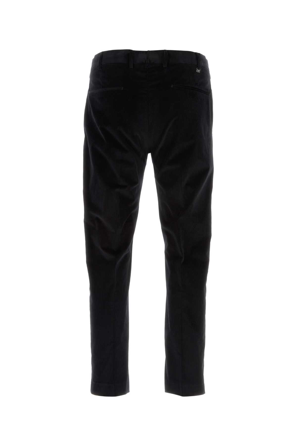 Pt Torino Black Stretch Corduroy Pant In Black