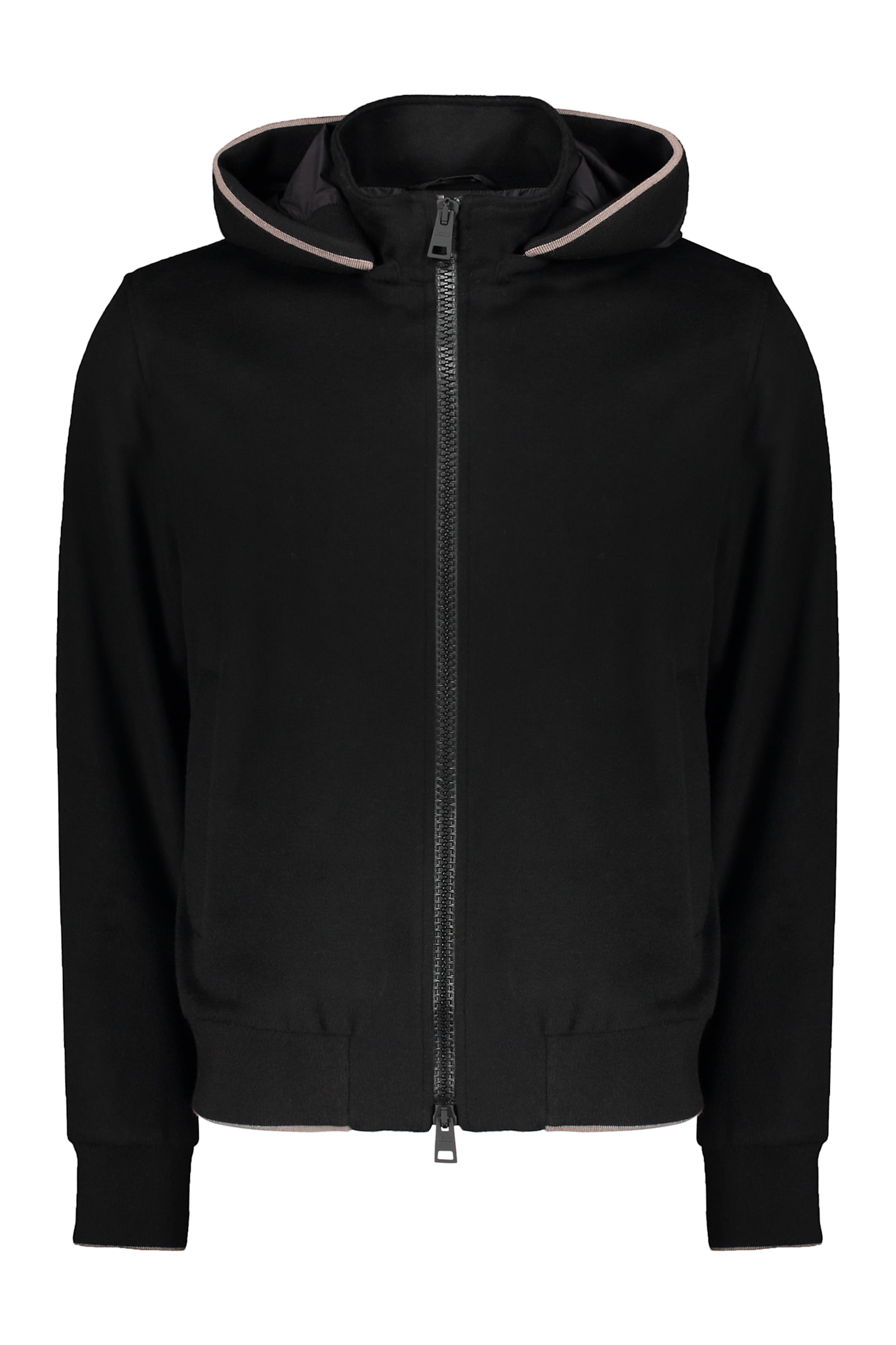 Herno Hooded Black Sweatshirt In Black