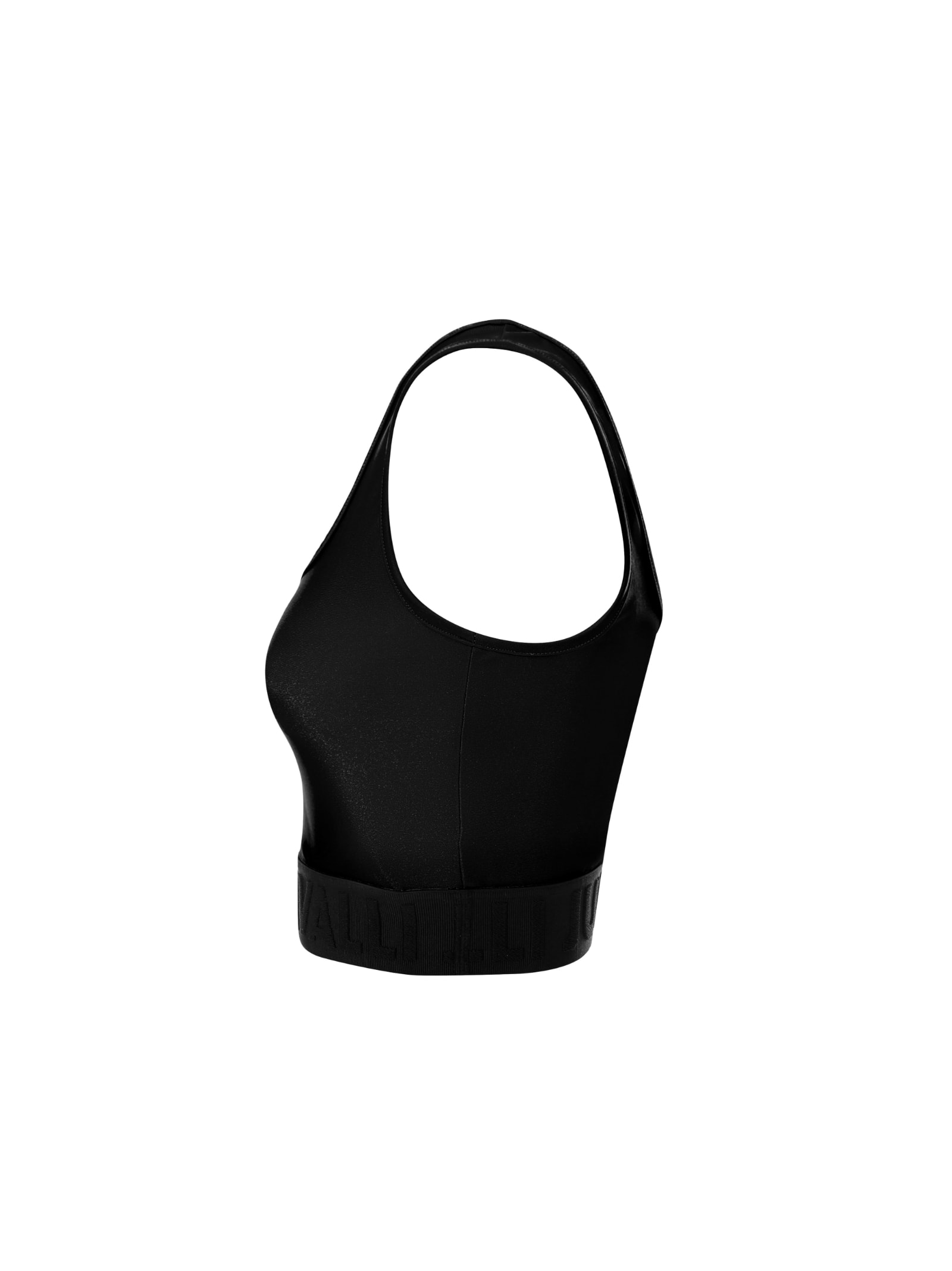 Just Cavalli Cropped Tank Top In Black