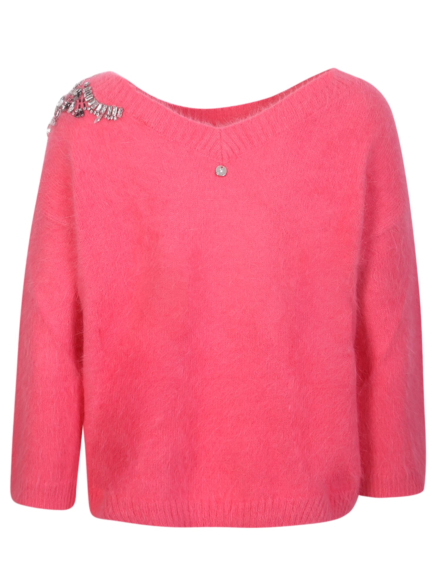Shop Liu •jo Liu Jo Crewneck Sweater Fuchsia In Pink