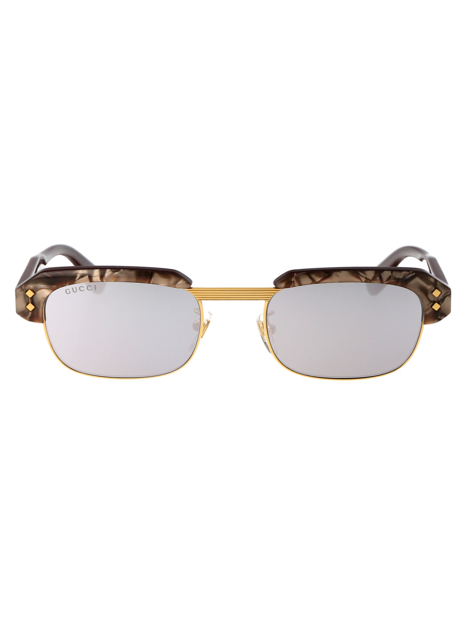 Gucci Eyewear Rectangular Frame Sunglasses In 002 Brown Brown Silver
