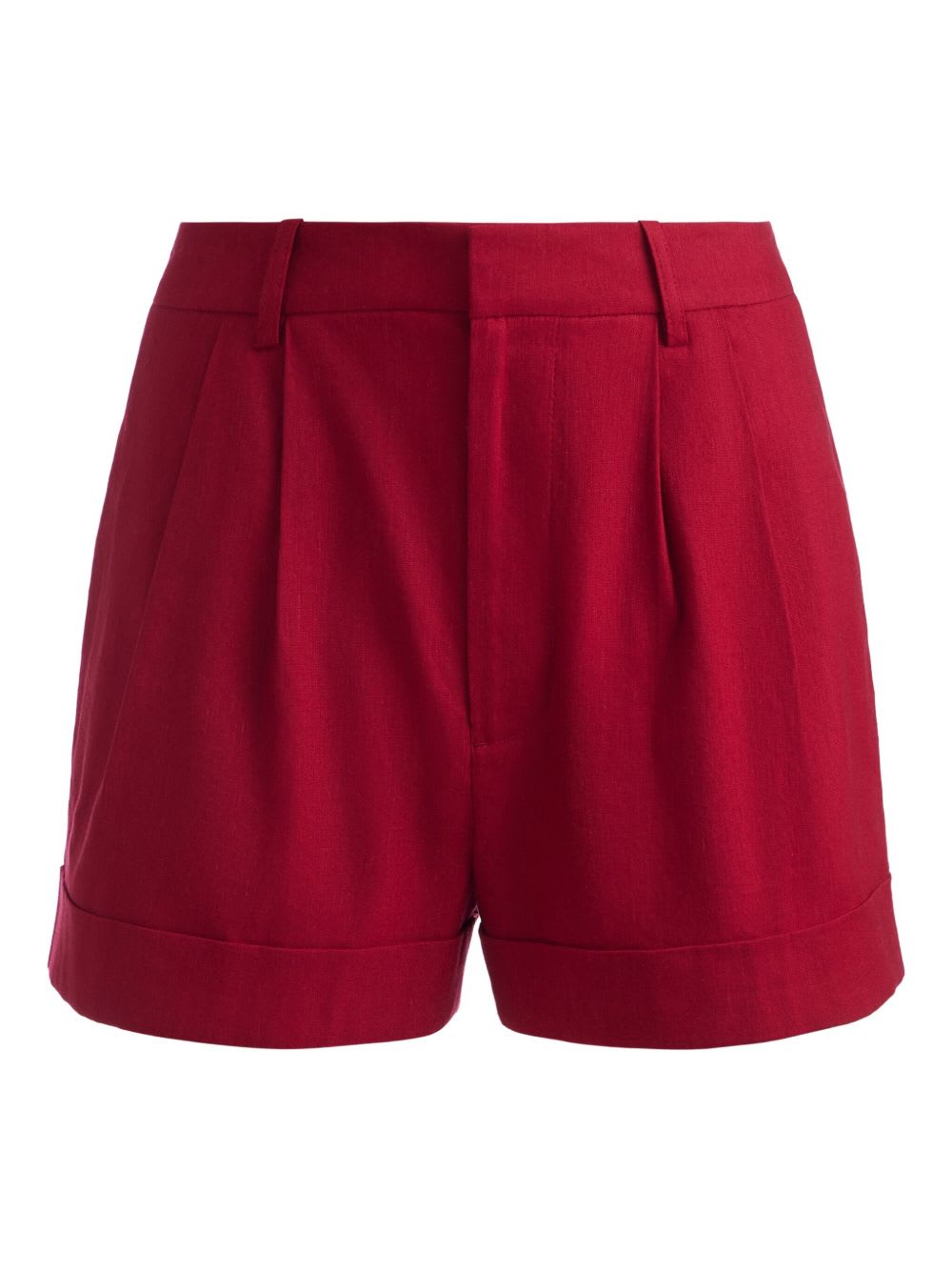 Alice And Olivia Conry Linen Blend Shorts In Red