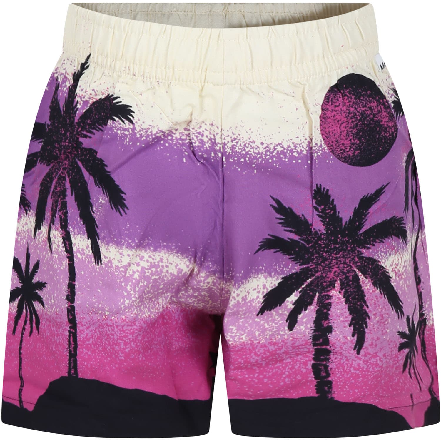 Molo Kids' Ivory Shorts For Girl With Palm Print In Multicolor
