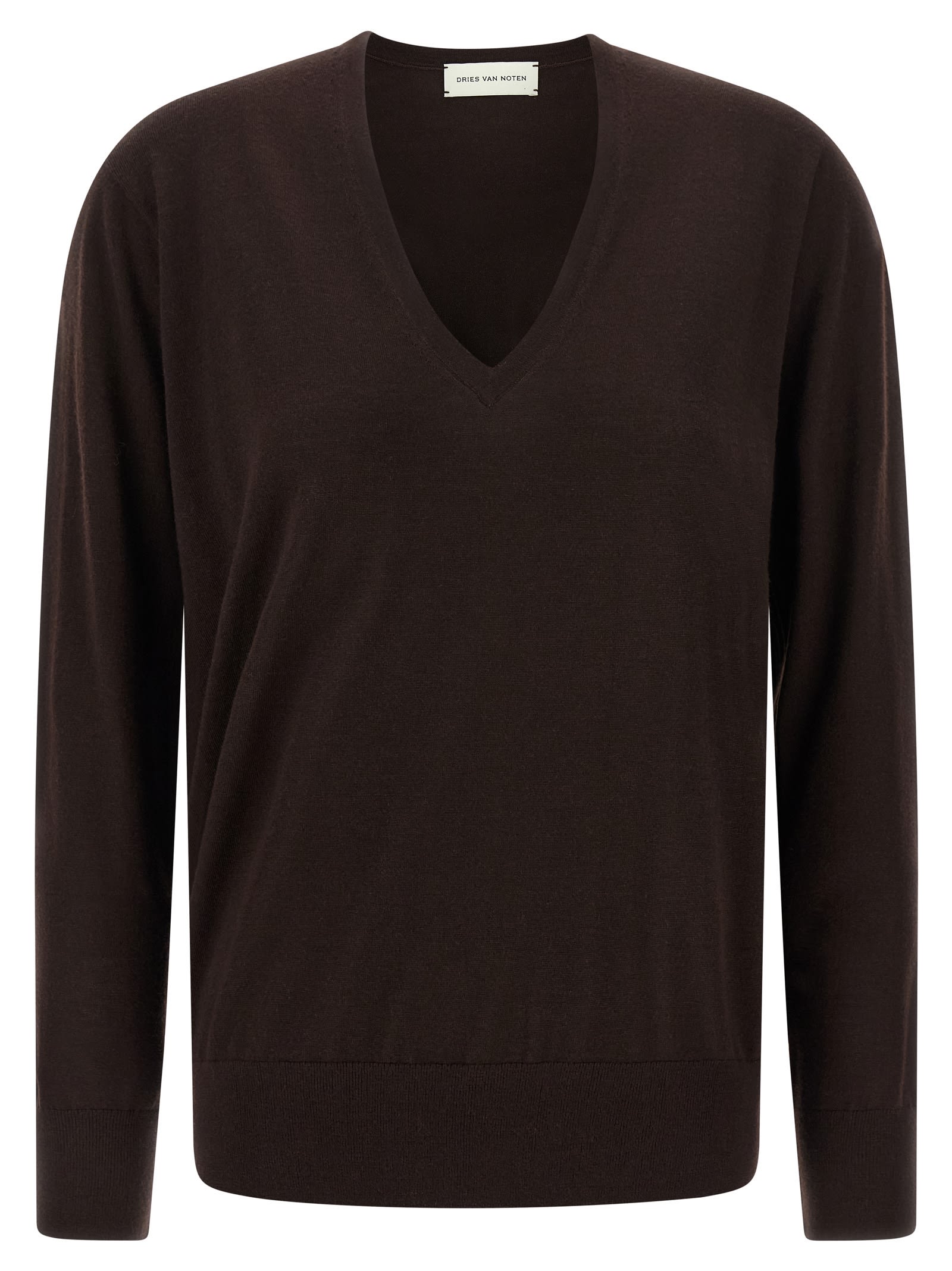 Dries Van Noten Brown Fine Merino Wool Loose-fit Sweater In Brown