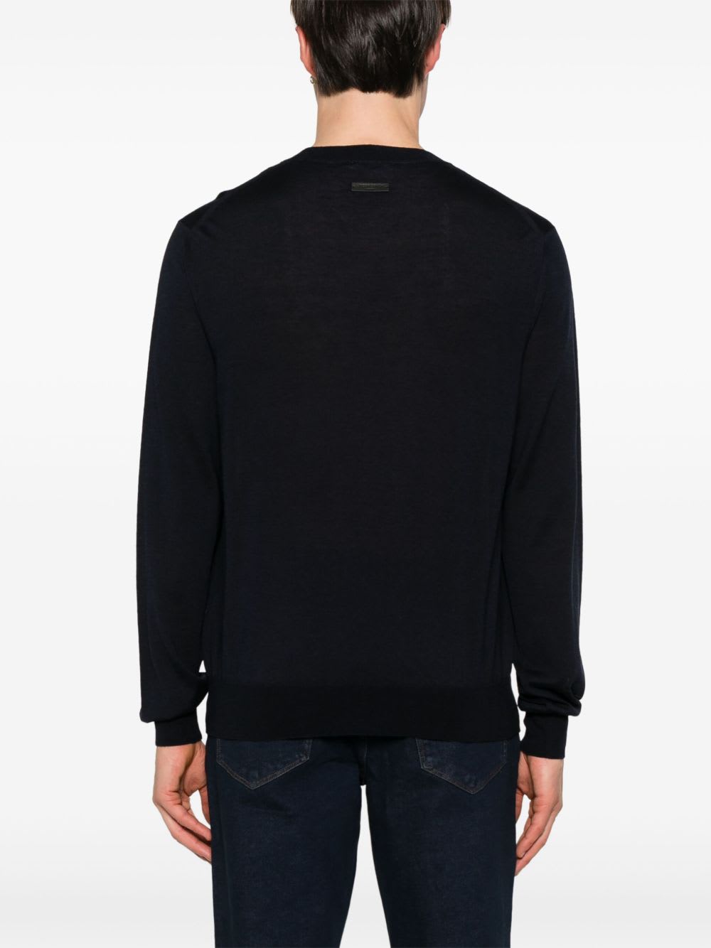 Jacob Cohen Men Wool And Silk Crewneck Sweater In Blue