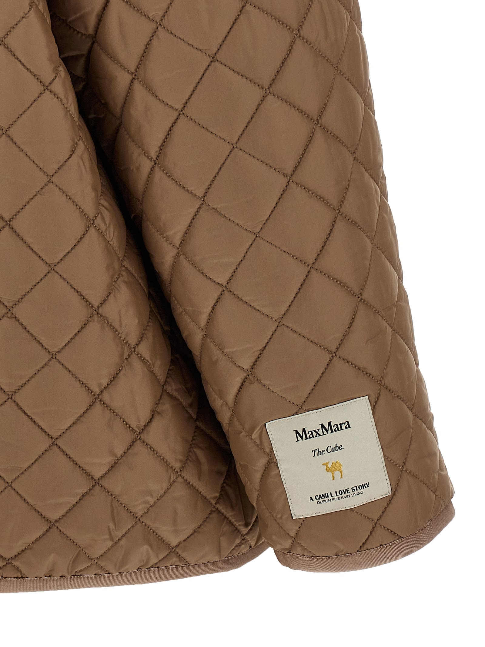 Max Mara The Cube Leo Quilted Short Hooded Jacket Coats Beige In Brown