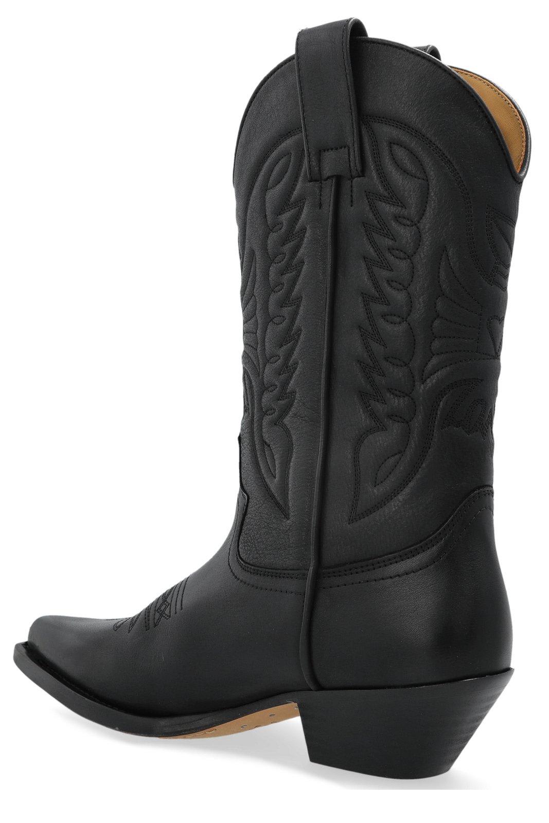 Mm6 Maison Margiela Pointed Toe Leather Boots With Double Pull-tabs
