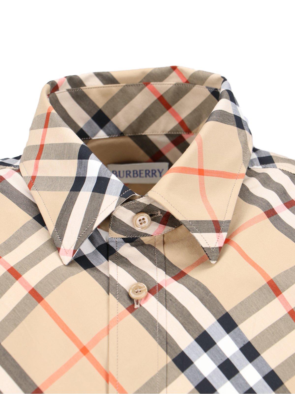Shop Burberry Short Sleeved Checked Shirt In Neutrals