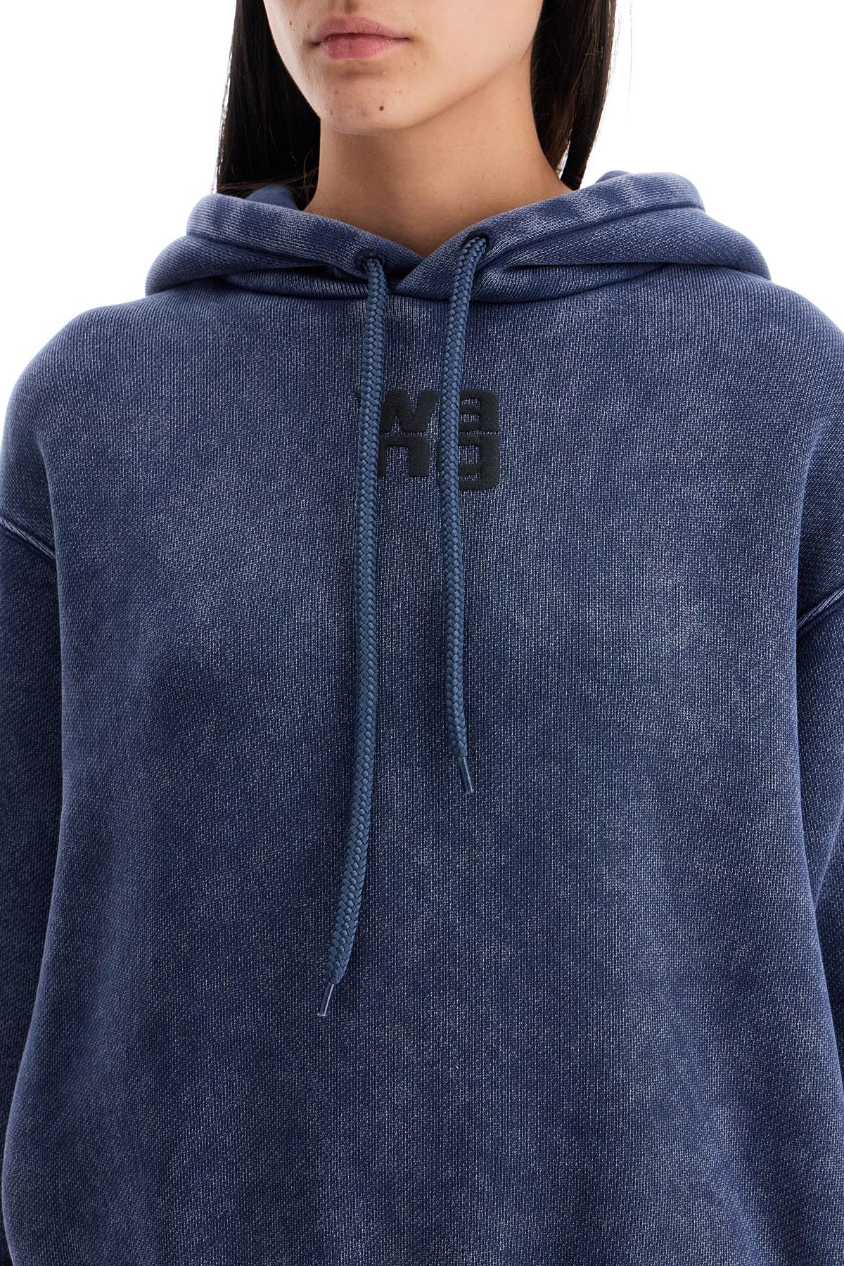 Shop Alexander Wang Boxy Hoodie With Hood In Acid Black Ice (blue)