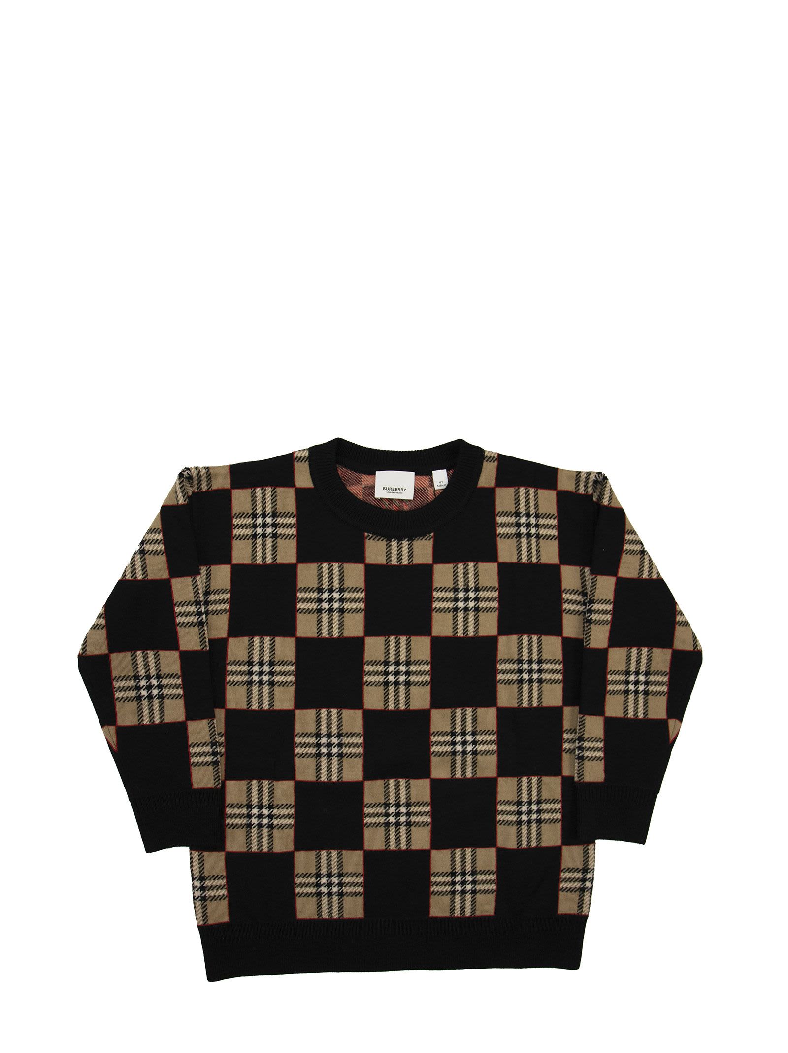 Click to view more detailed imagery on our partner's website Burberry Kids' Rickman Merino Wool Jacquard Sweater In Archive Beige