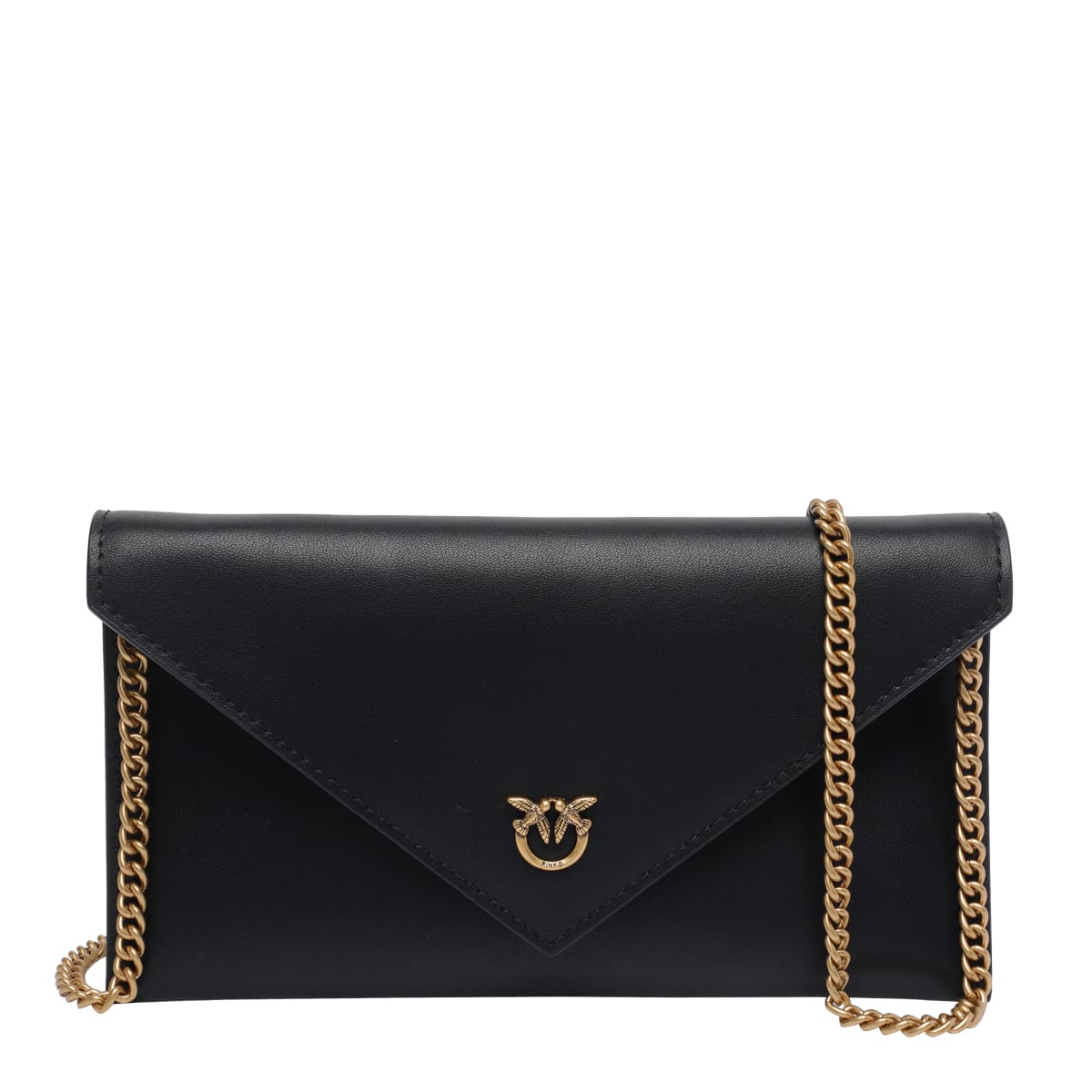 Pinko Mini Love Birds Flat Pochette In Black