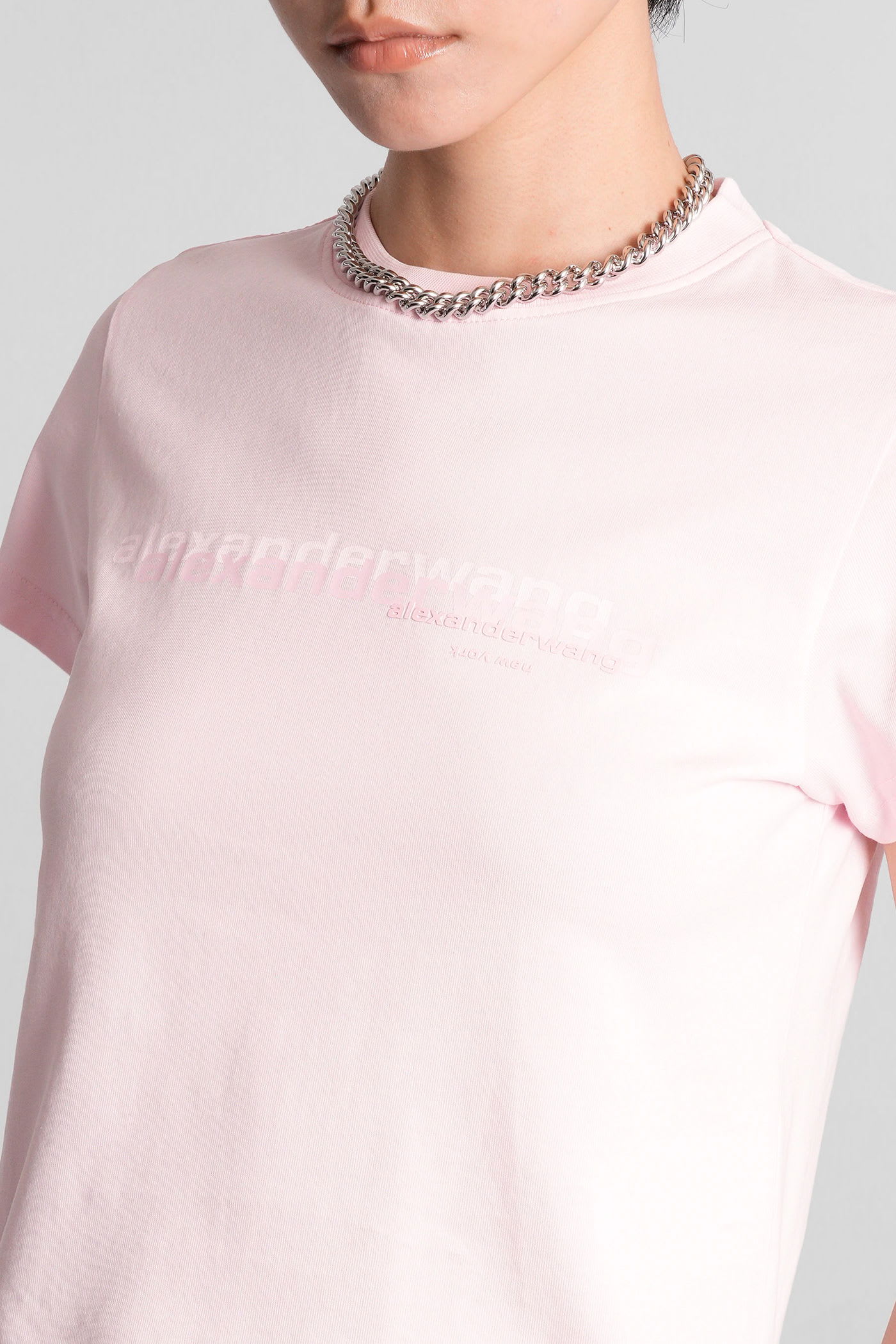 Alexander Wang T-shirt In Rose-pink Cotton In Multi