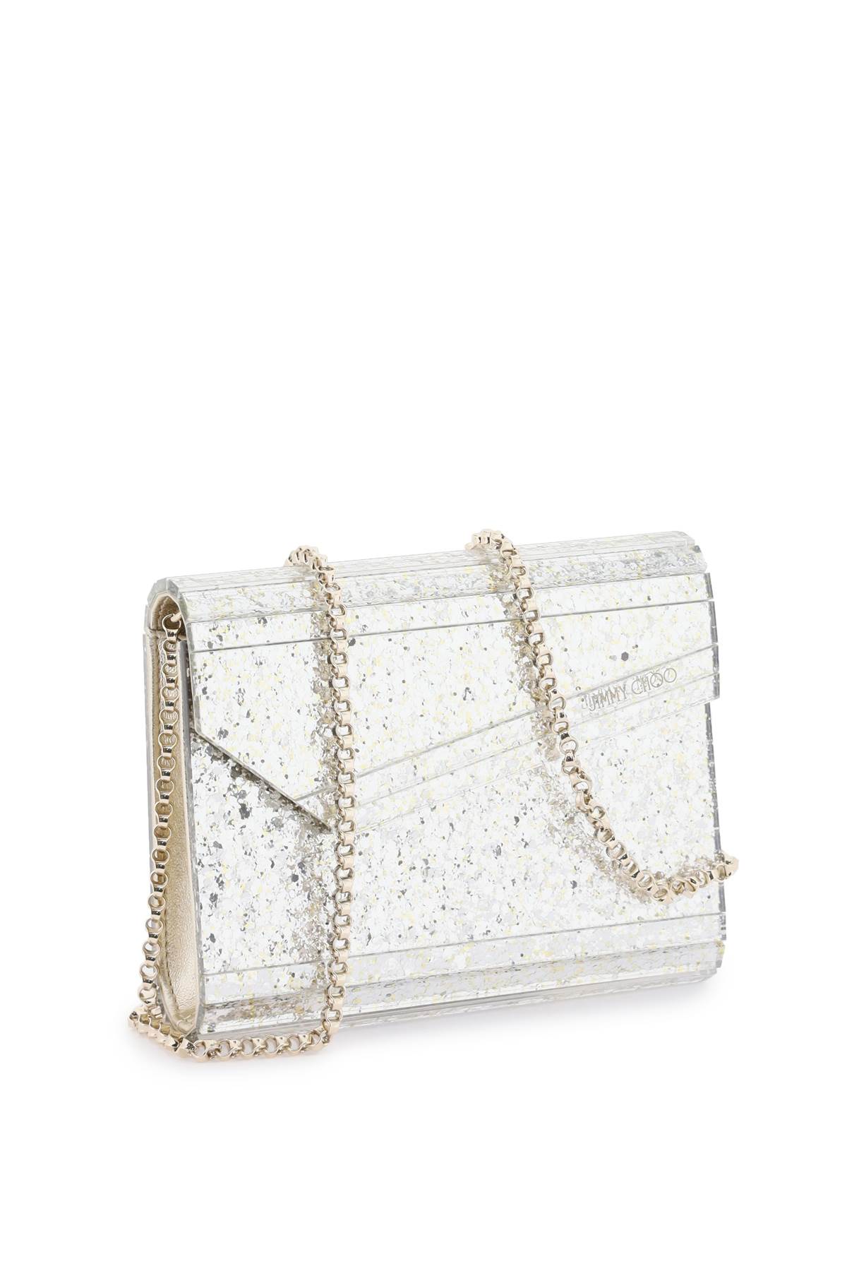 Shop Jimmy Choo Candy Glittered Clutch In Champagne (silver)