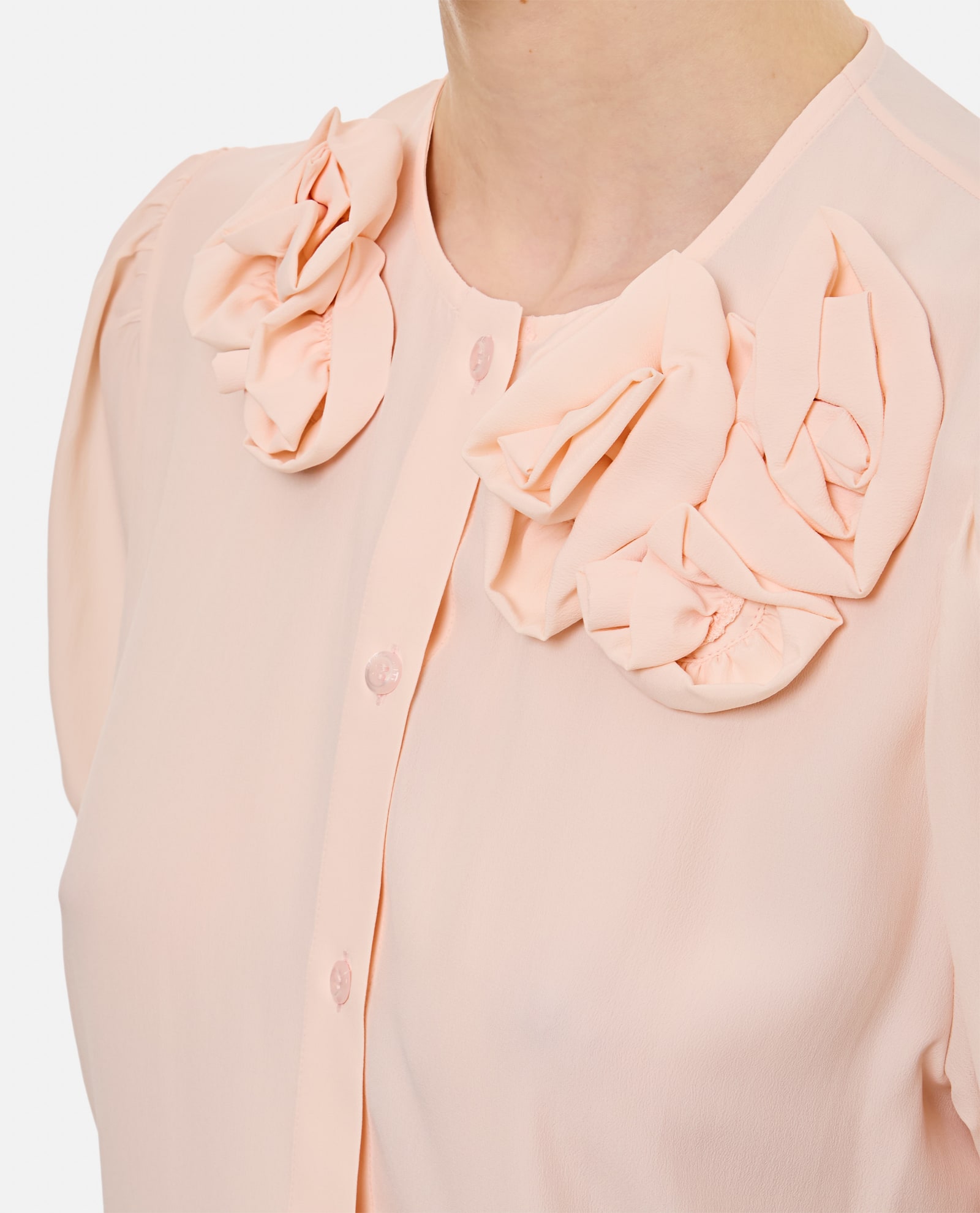 Shop Simone Rocha Short Sleeve Top W/ Clustered Rose In Pink
