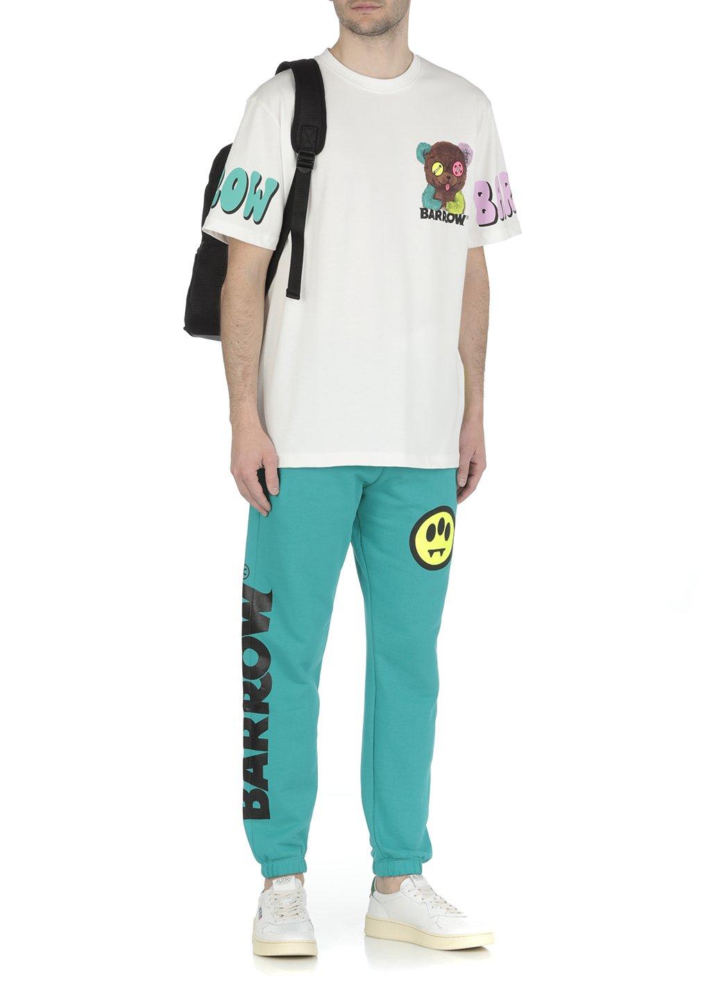 Barrow Logo Printed Drawstring Sweatpants In Green