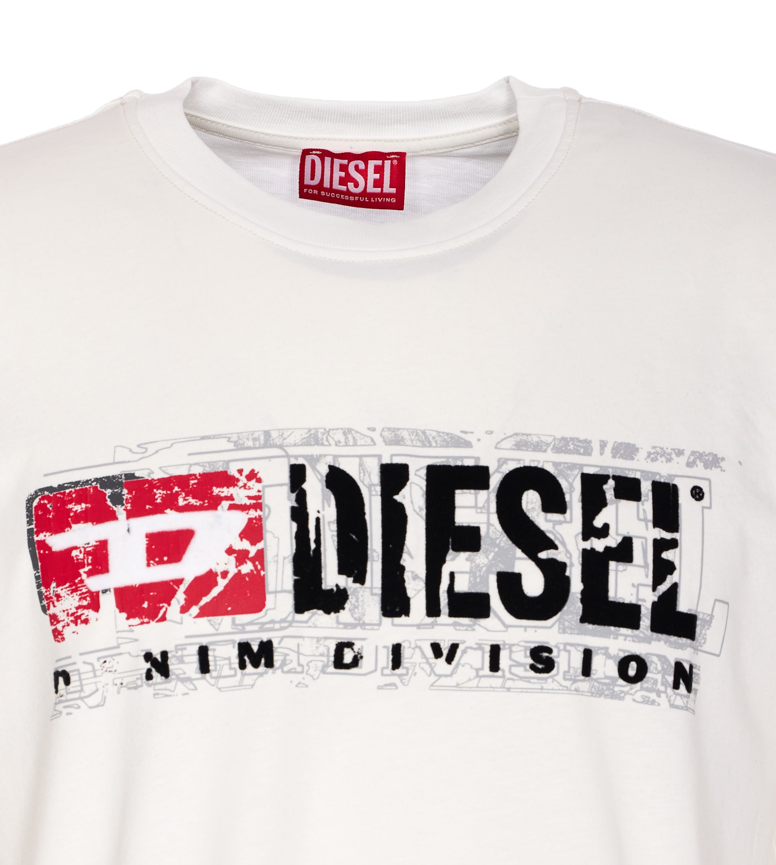 Diesel Crewneck Graphic Print T-shirt With Velvet Logo In White