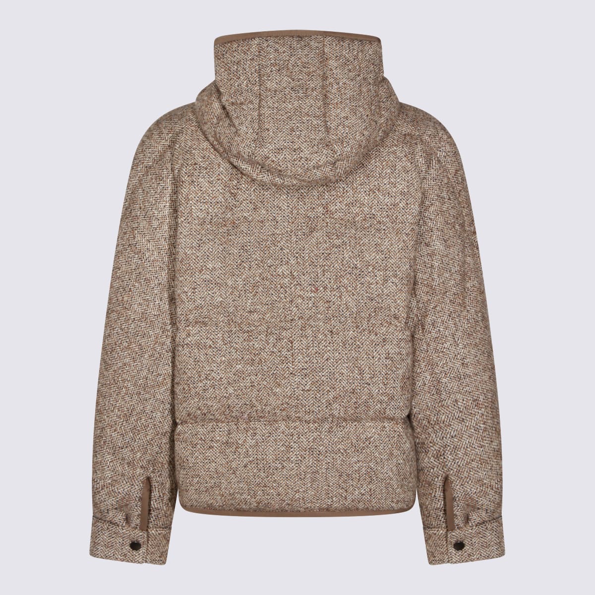 Brunello Cucinelli Beige Wool Down Jacket In Multi