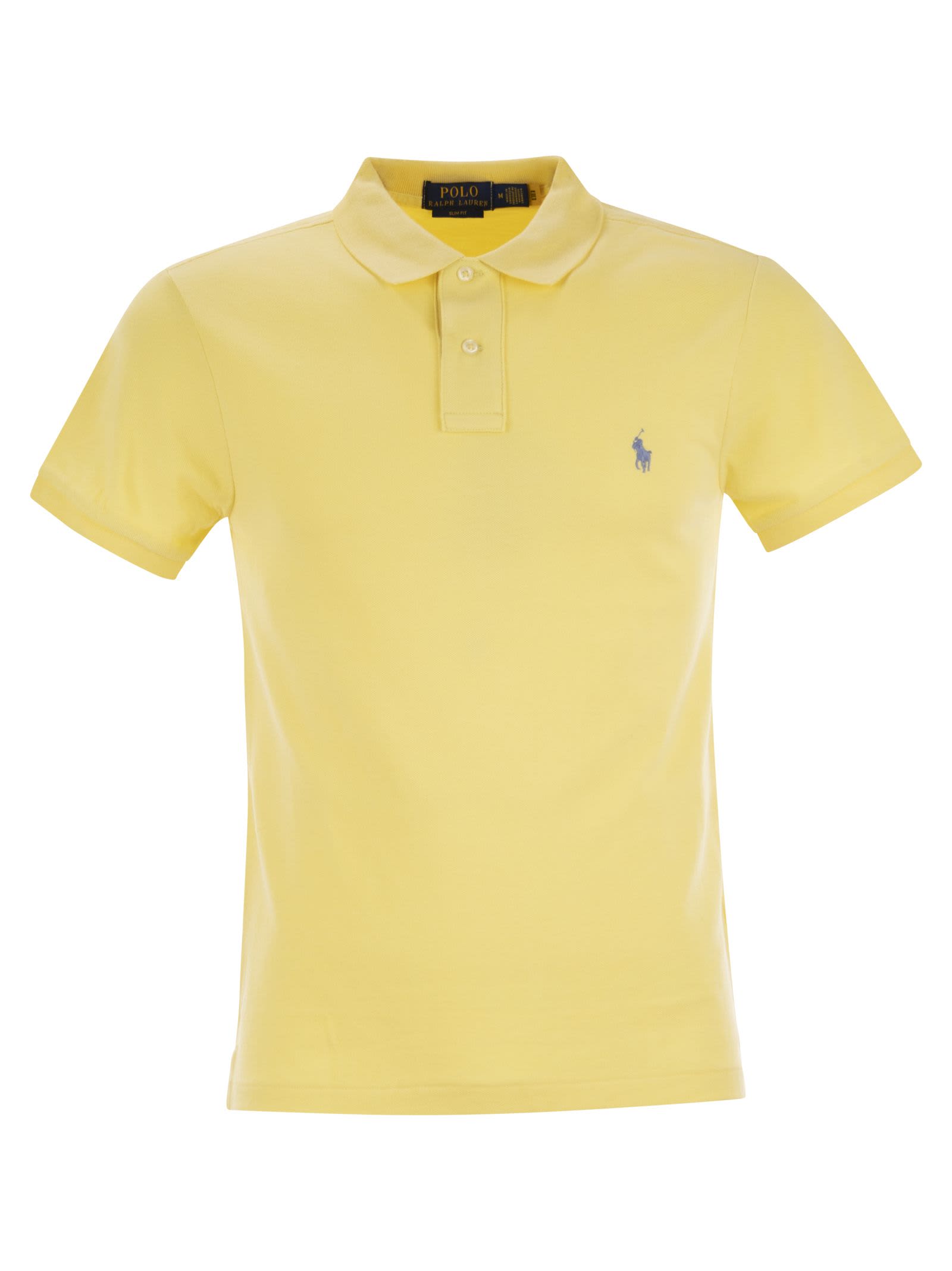 Polo Ralph Lauren Slim-fit Pique Polo Shirt In Yellow