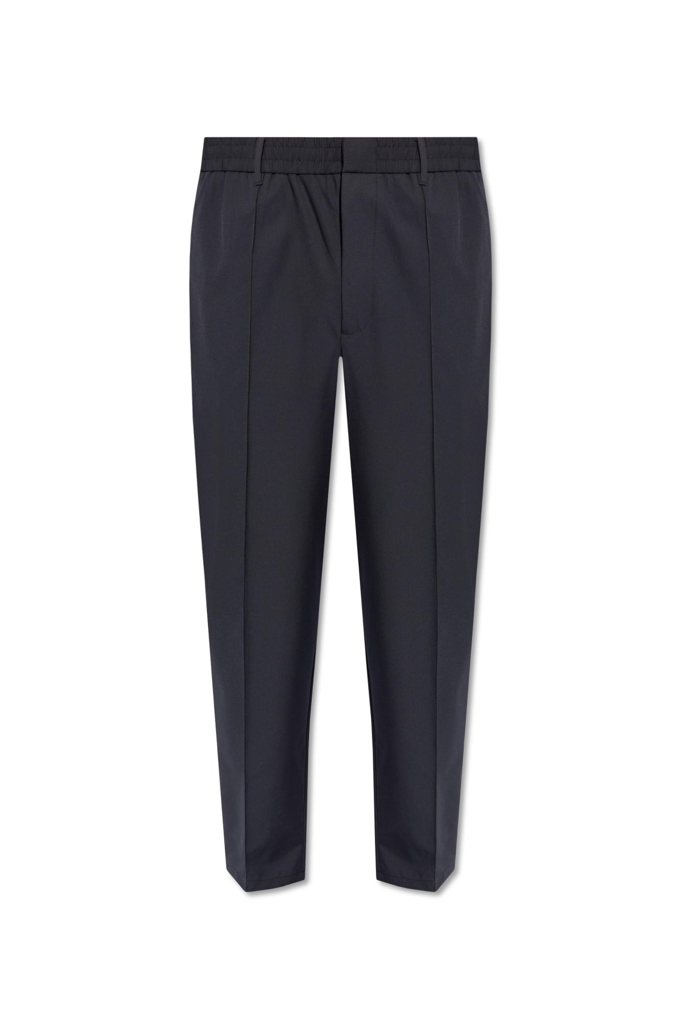 Shop Emporio Armani Trousers With Stitching On The Legs In Iconico 0920 Blu Navy Ea