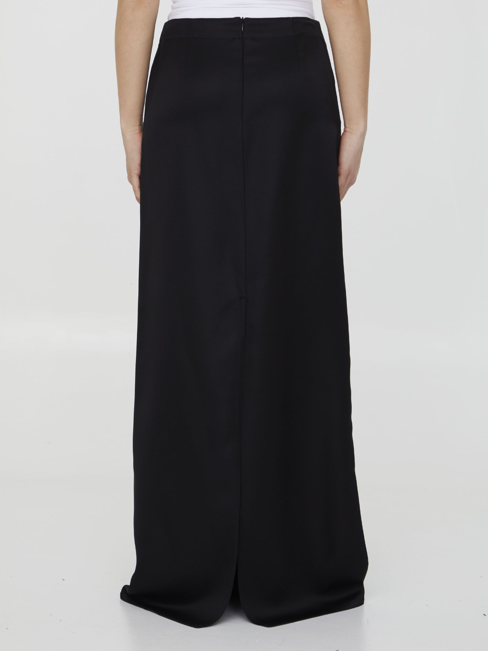Bottega Veneta Silk Twill Skirt In Black