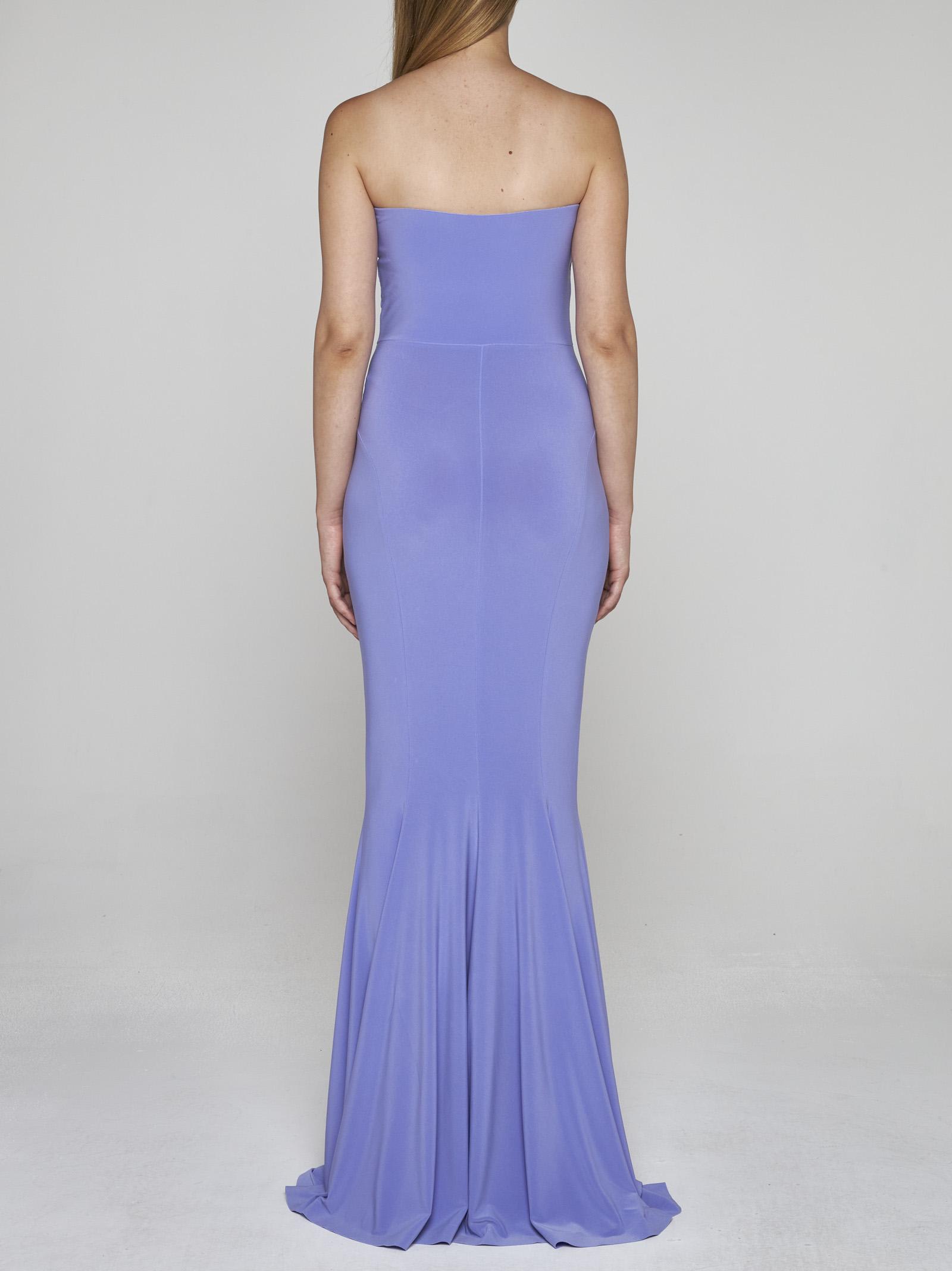 Shop Norma Kamali Strapless Jersey Fishtail Gown In Lilac