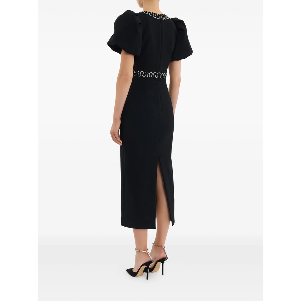 Rebecca Vallance Nyx Crystal-embellished Cutout Crepe Midi Dress In Black