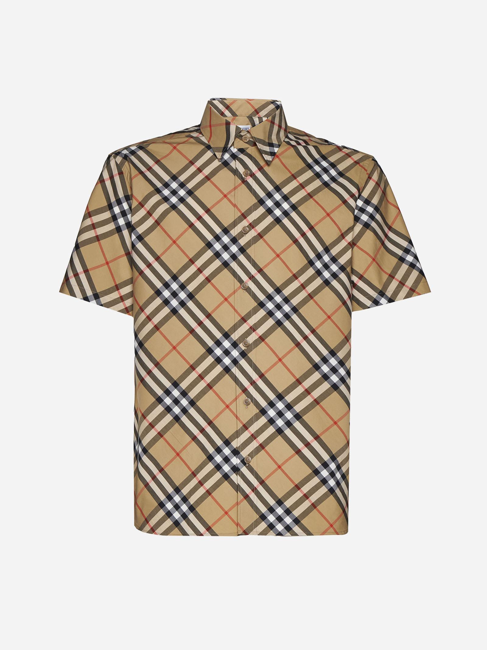 Burberry Check Print Cotton Shirt In Sand Ip Check