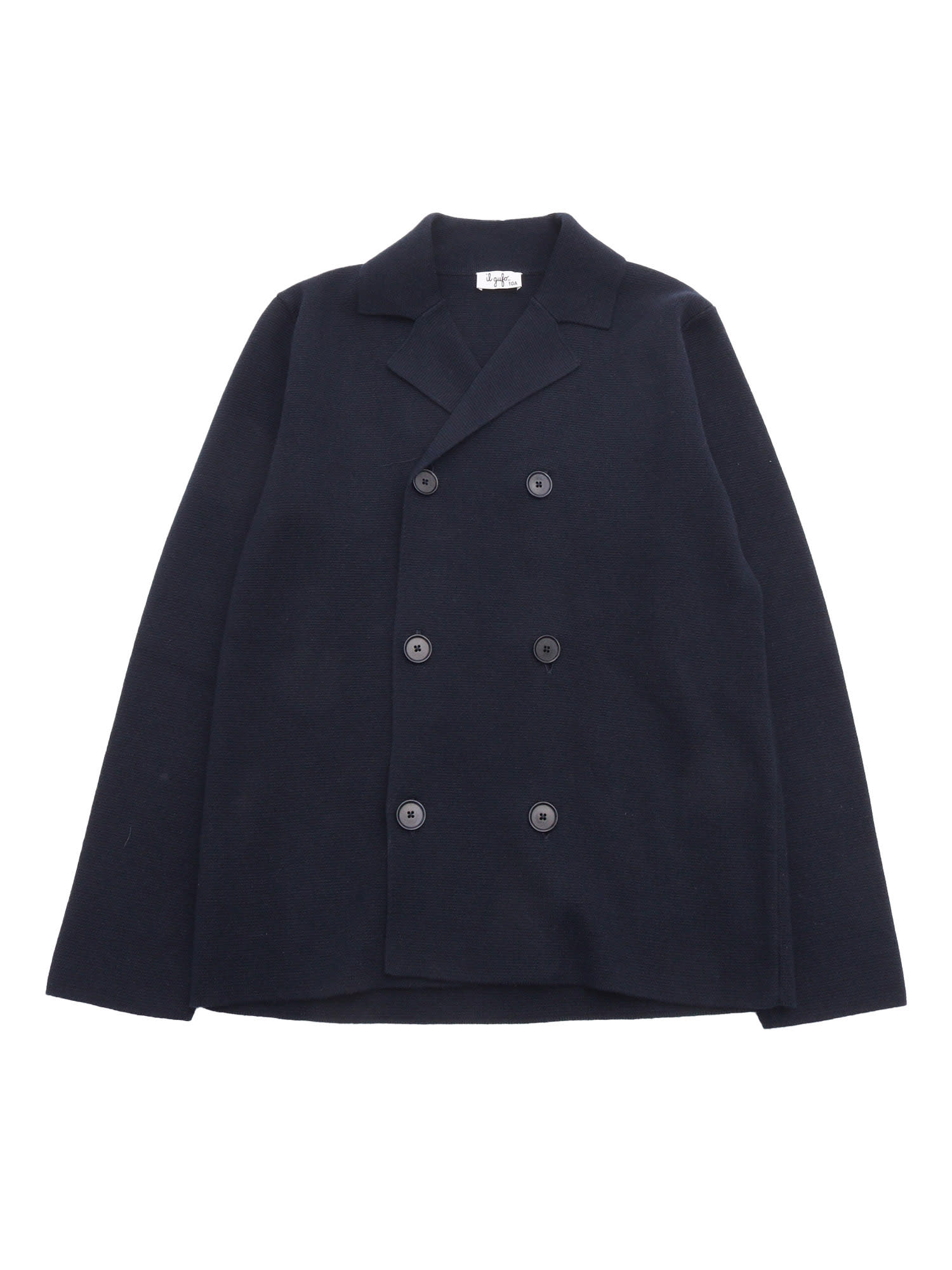 Il Gufo Double-breasted Knitted Blazer In Blue