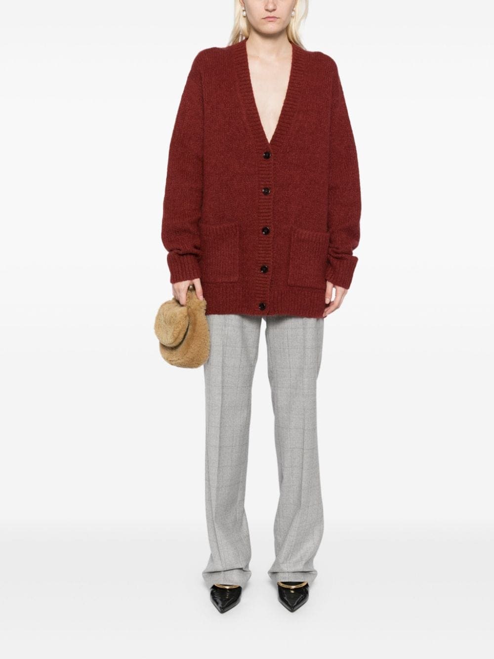 Shop Dries Van Noten Cardigan Lana In Wine