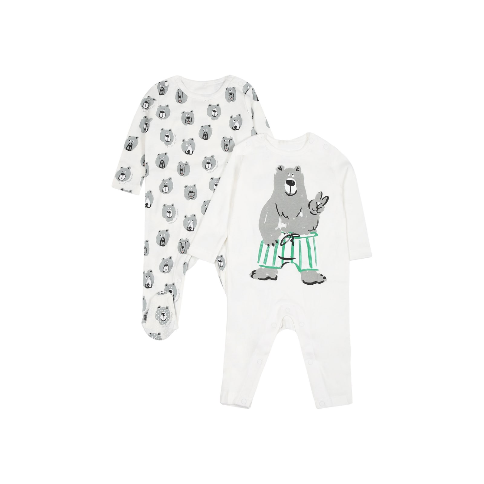 Shop Stella Mccartney White Set For Baby Boy With Printed Bear