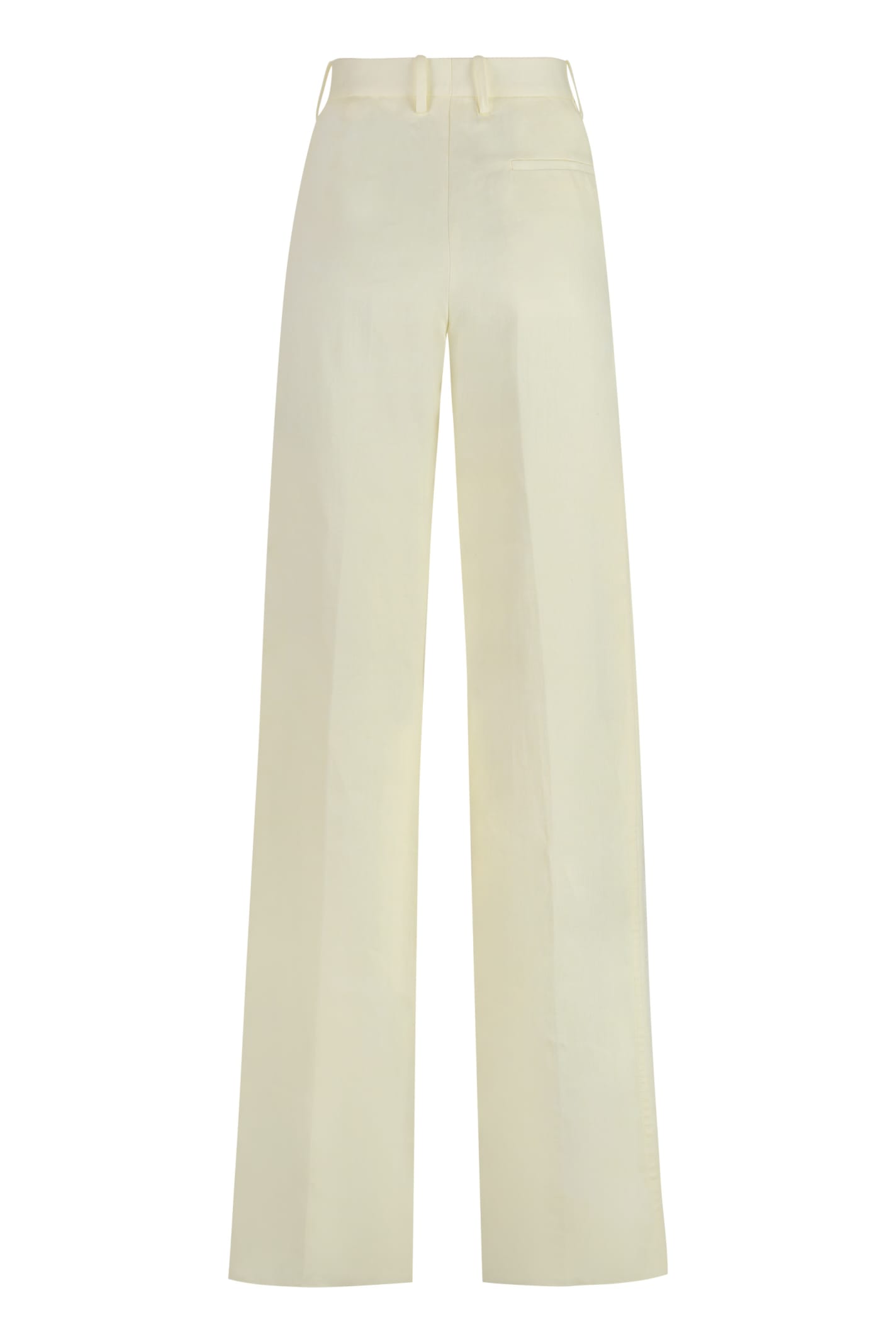 Bottega Veneta Linen Trousers With Back Welt Pockets In Yellow