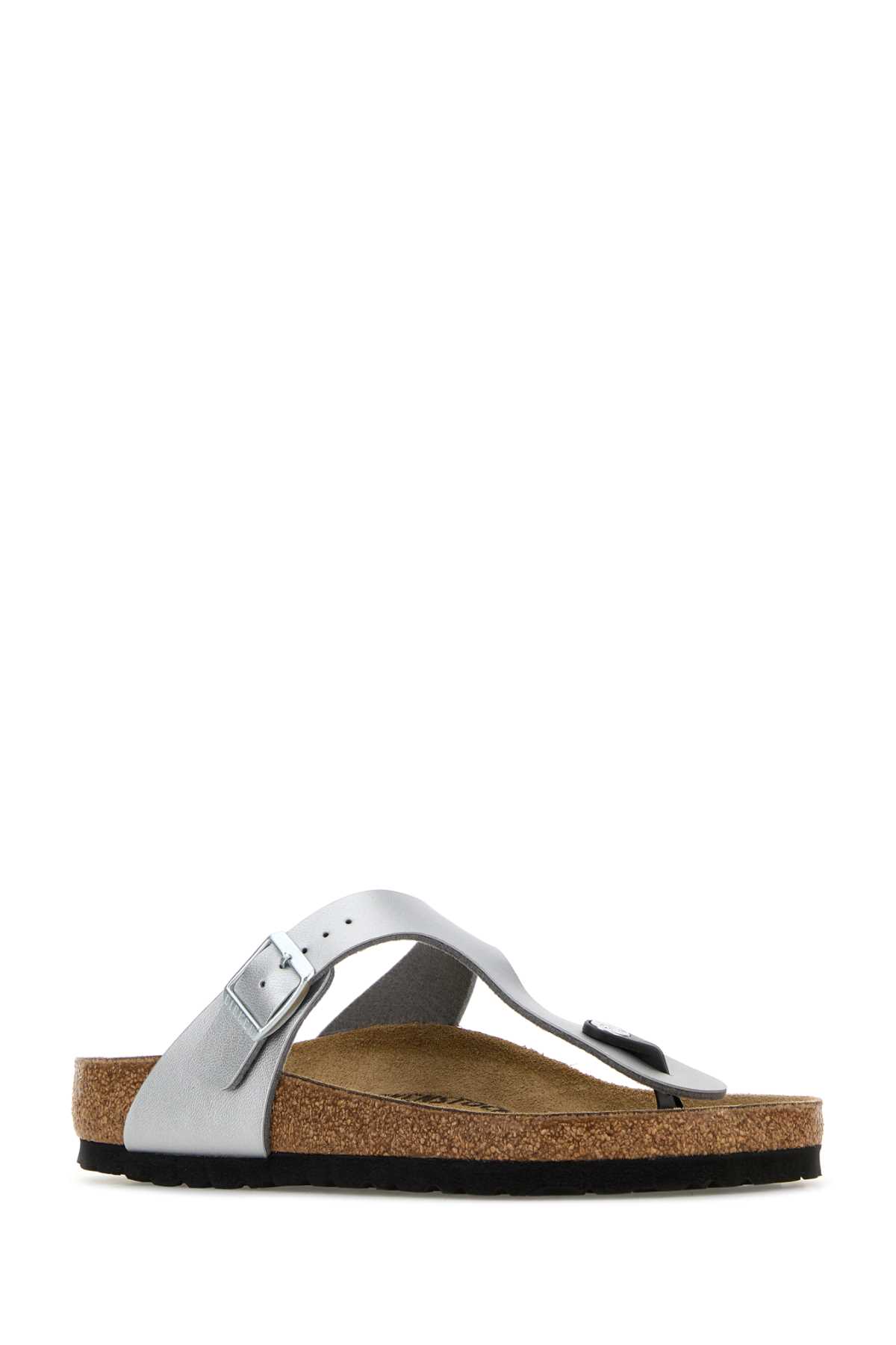 Birkenstock Silver Leather Gizeh Thong Slippers In Multi