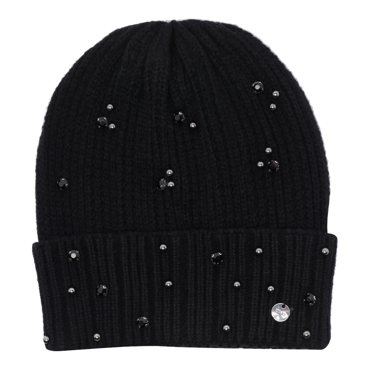 Shop Liu •jo Strass Beanie In Black