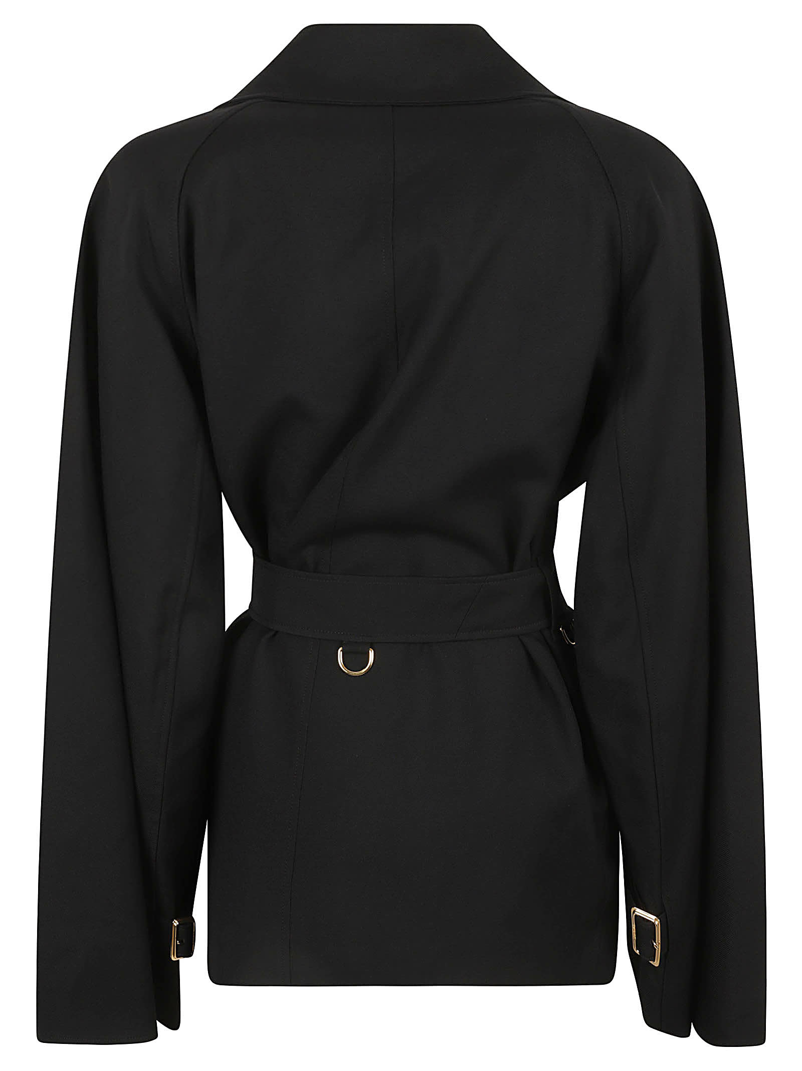 Shop Burberry Belted Double-breasted Jacket In Black