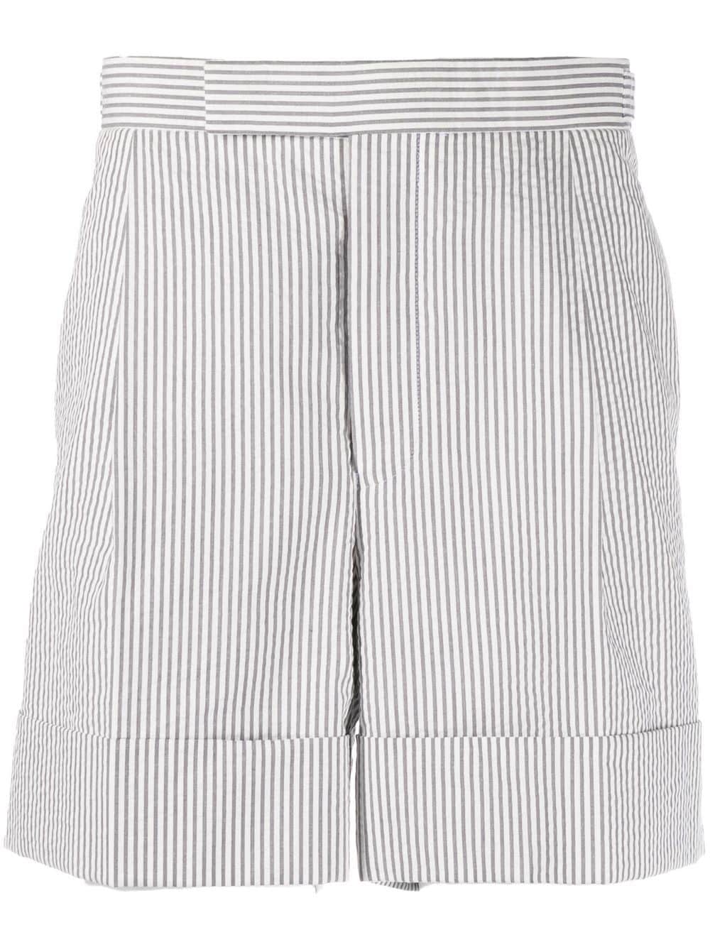 Shop Thom Browne Shorts In Seersucker In Med Grey