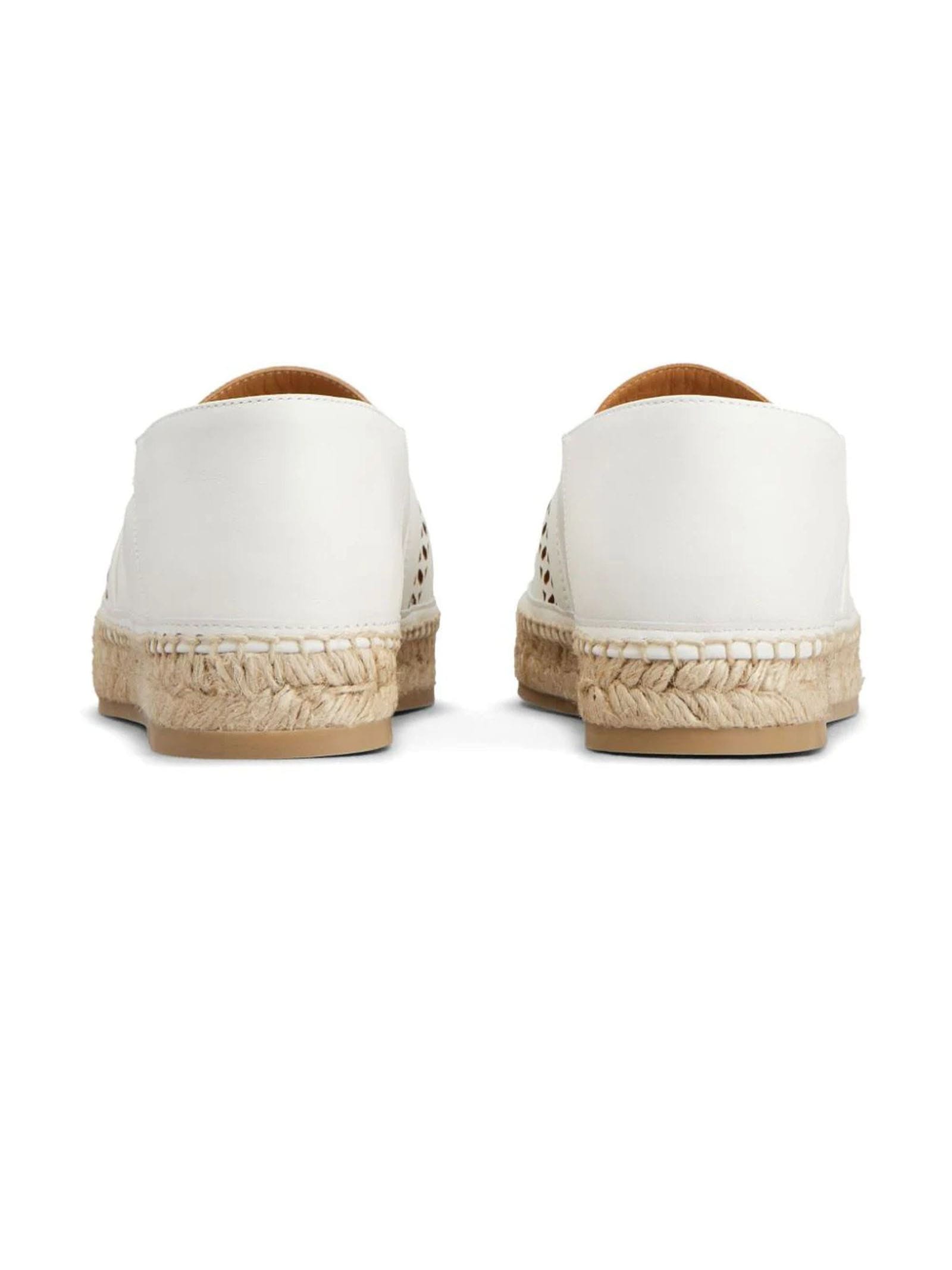 Shop Tod's White Leather Kate Espadrilles In Bianco