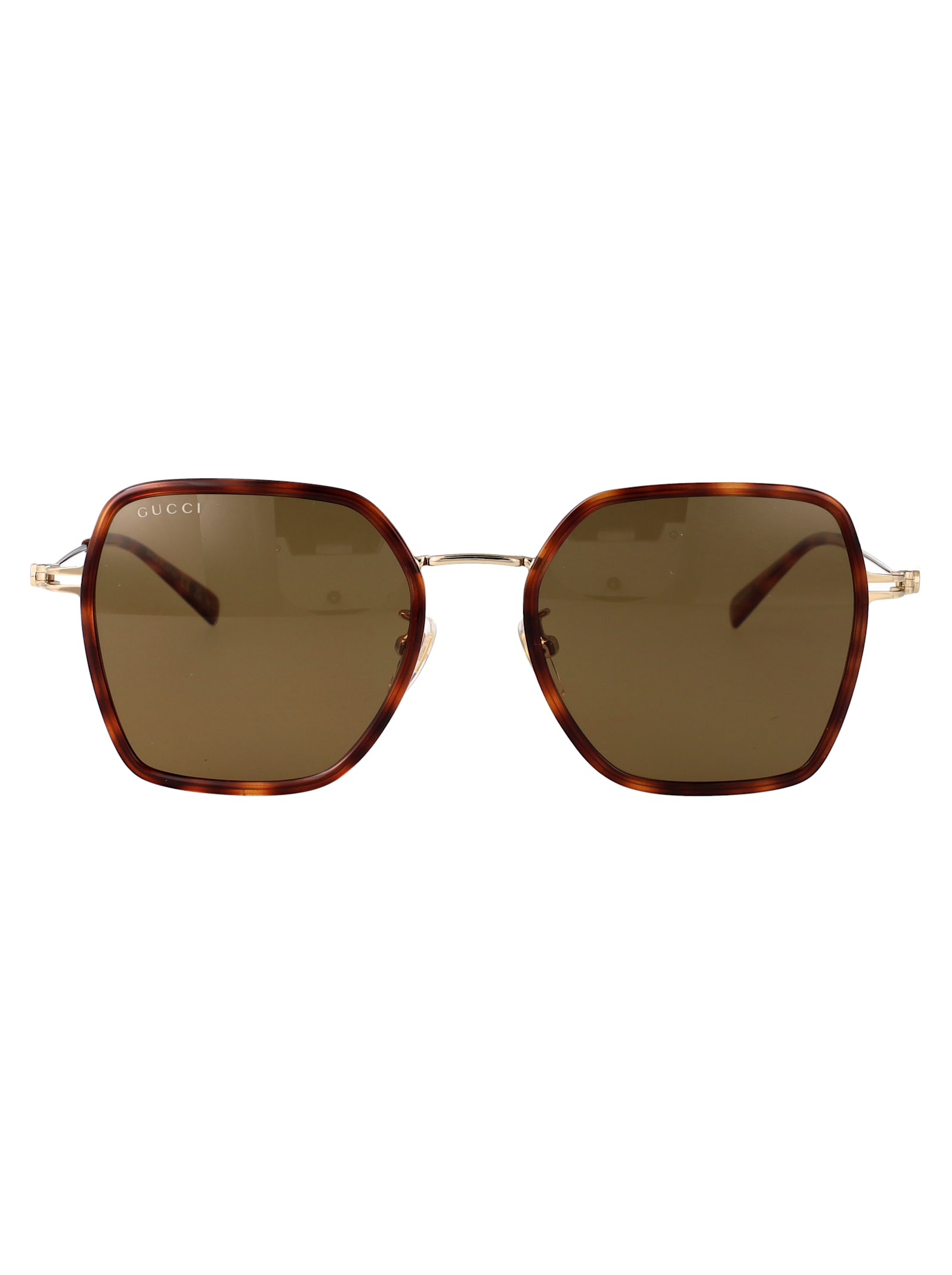 Gucci Havana-gold-brown Acetate Sunglasses In Brown