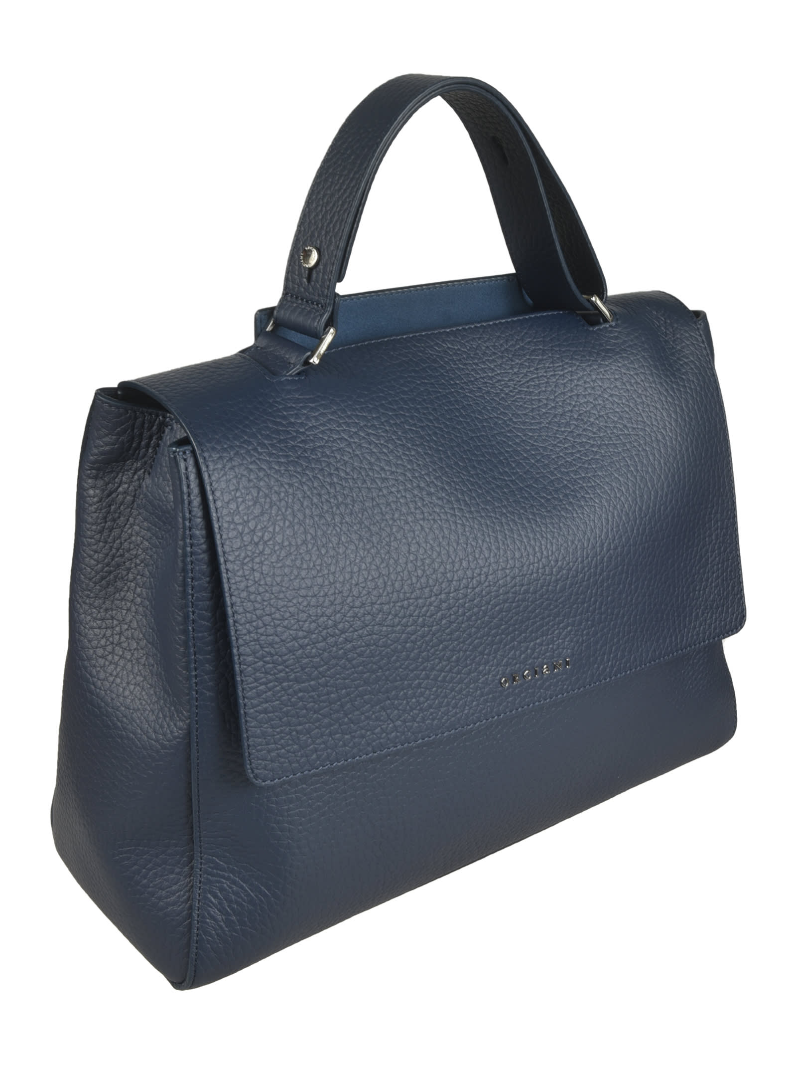 Shop Orciani Logo Flap Tote In Navy