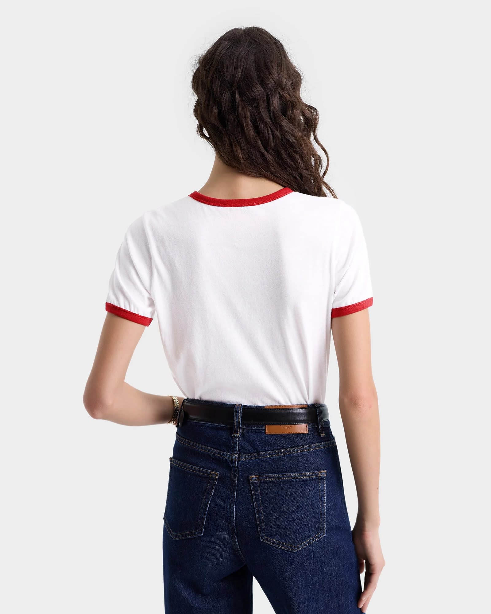 Sporty & Rich Bh Crest Soft Ringer Tee In White
