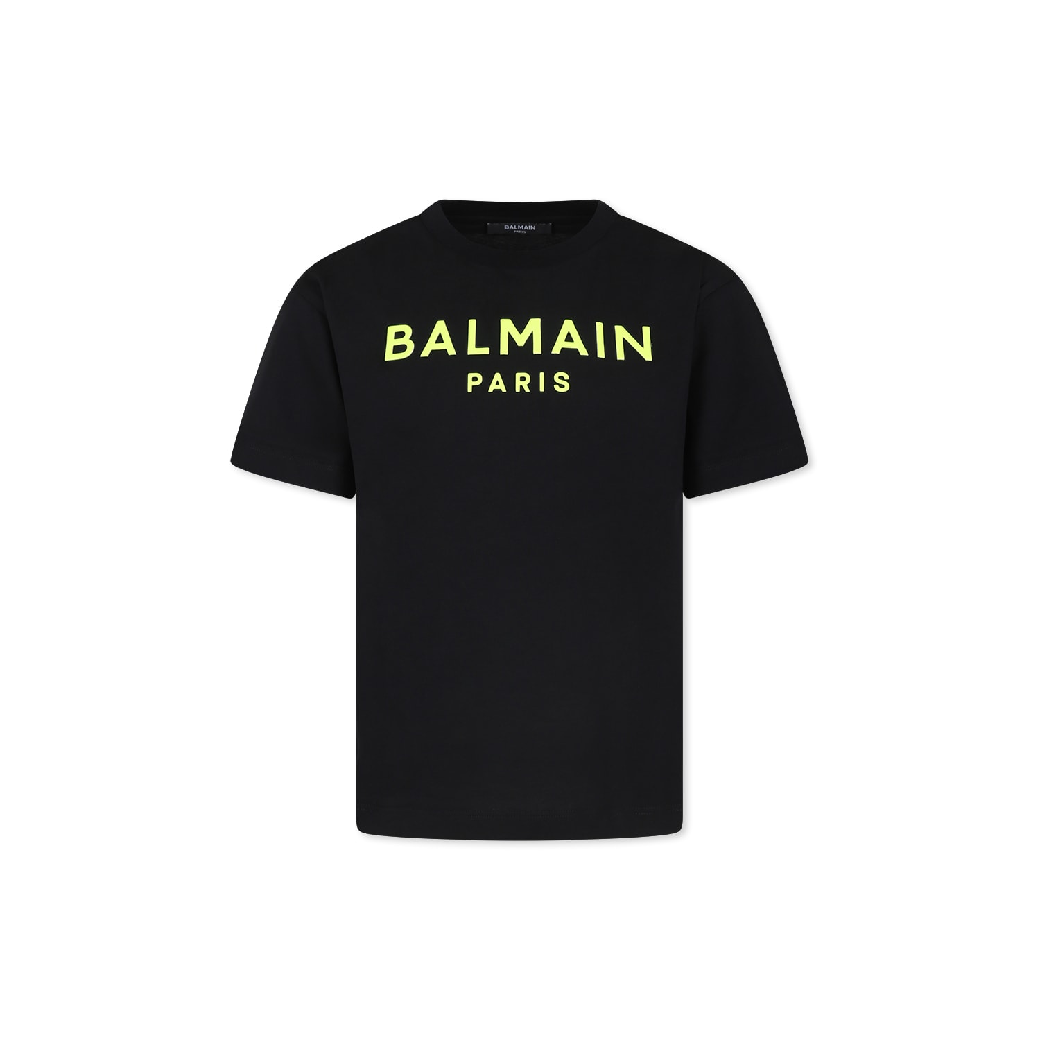 Balmain Black T-shirt For Kids With Logo In Black