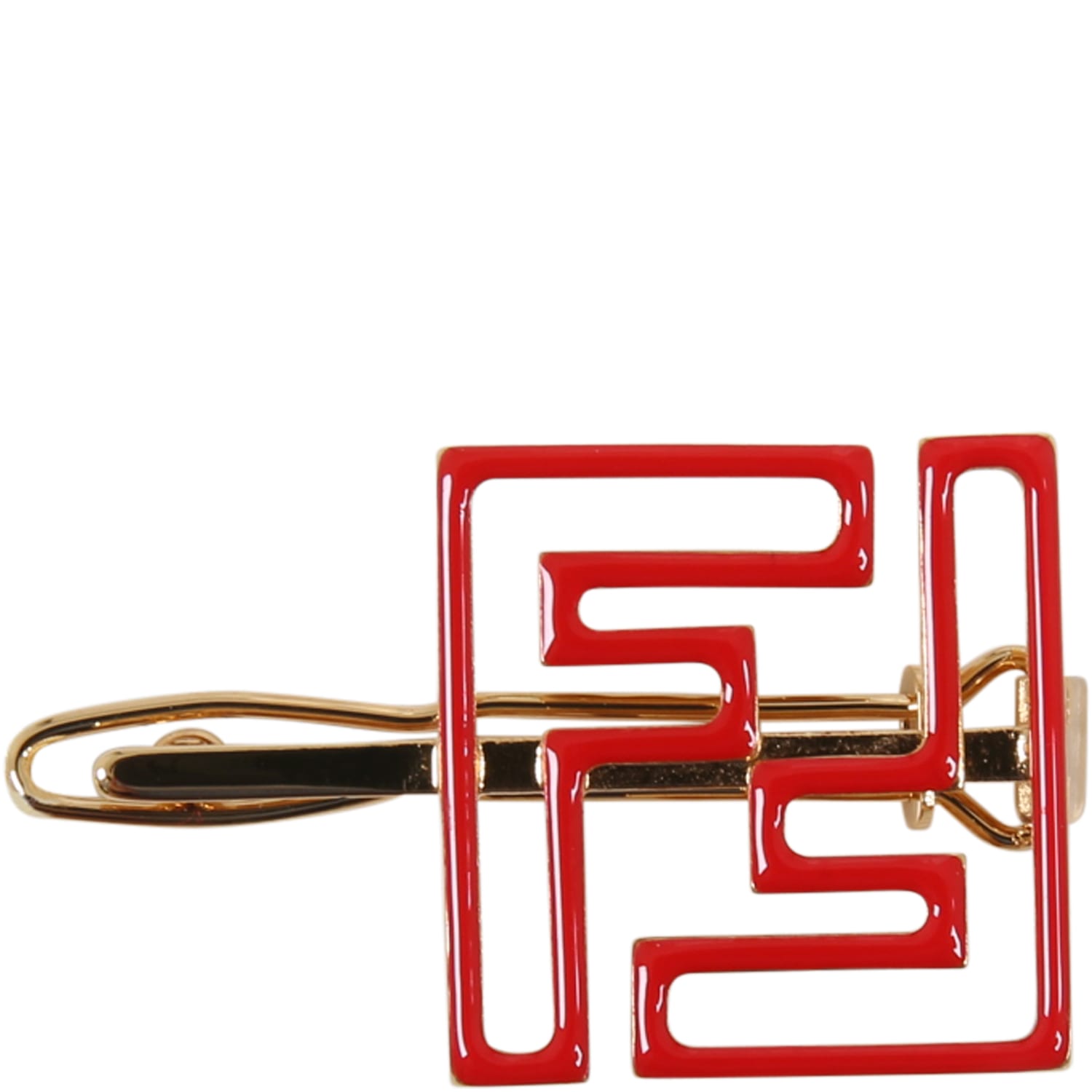 Fendi Red Hair-clip For Girlw Ith Double Ff Logo